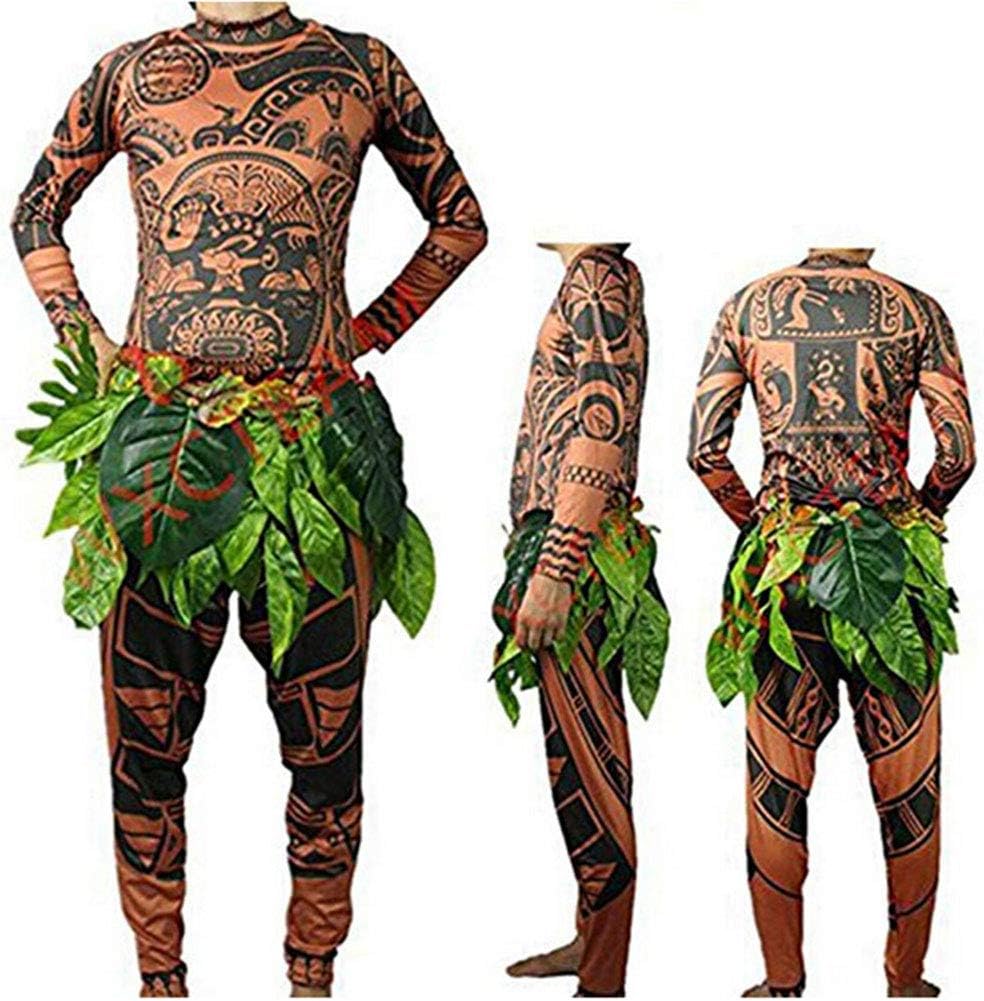 Homme Bebe Halloween Cosplay Moana Maui Tattoo Costume Ensembles De Pantalons 2 Pieces Celebration Fete Costumee Portant Vetements De Famille 9 10 Ans Marron Amazon Fr Vetements