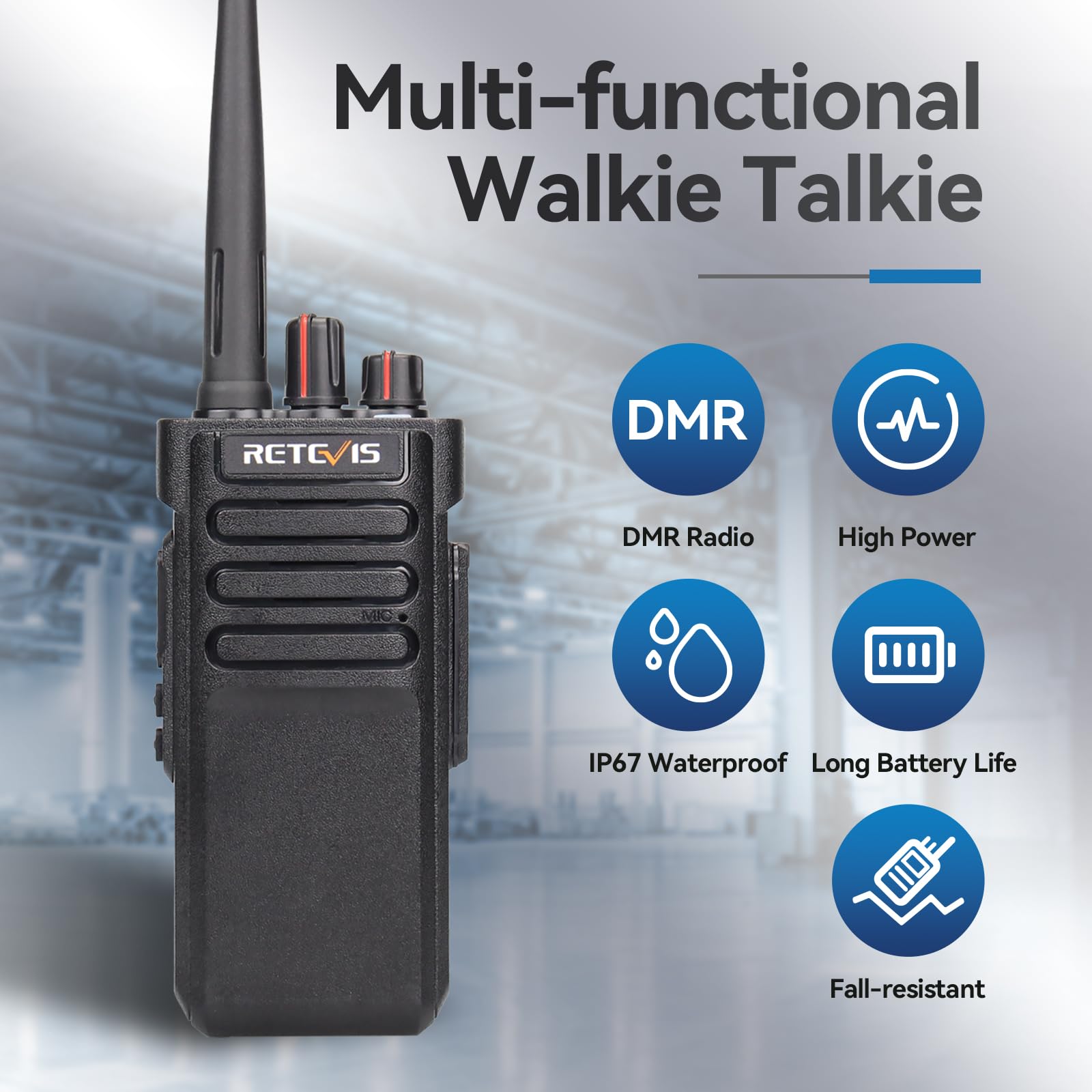 Retevis RT29D Long Range Walkie Talkies, IP67 Waterproof DMR Two Way Radio, 3200mAh, 128 Channels, Group Call - Image 2