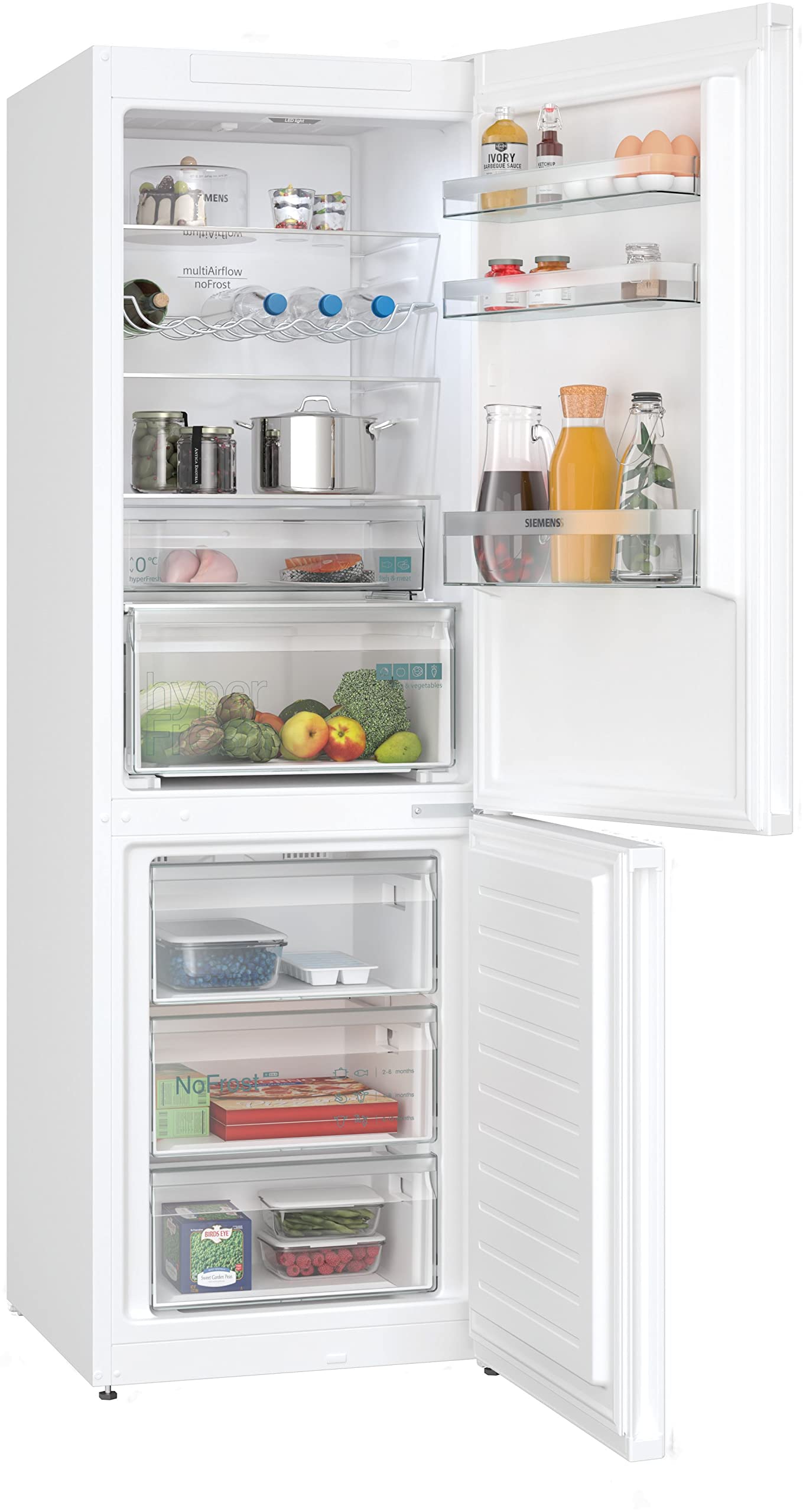 SIEMENS KG36NXWDF iQ300 Frigorífico y congelador Combinado, 186 x 60 cm, 237 L de refrigeración + 119 L de congelación, hyperFresh frescor más Largo, no más descongelación, superCooling –