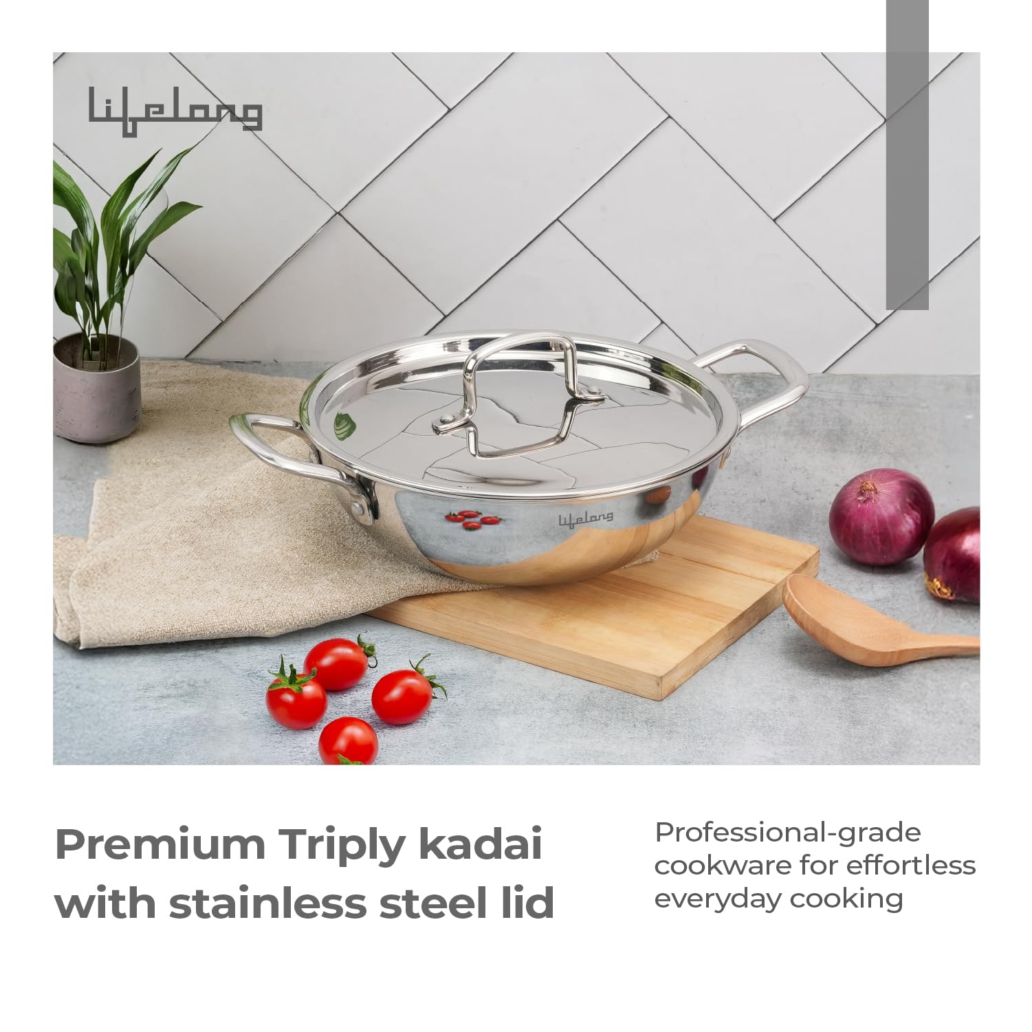 Lifelong Triply Kadai - 26cm, Even Heating -2