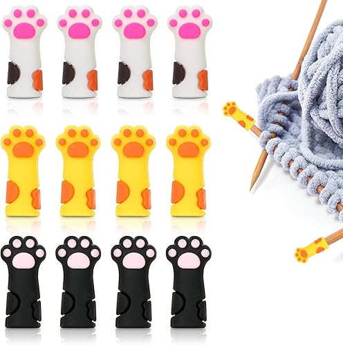 BENOSPACE Tapón de silicona para puntada de pata de gato, tapones de aguja de tejer, protector de punto de aguja de tejer, accesorios para tejer,