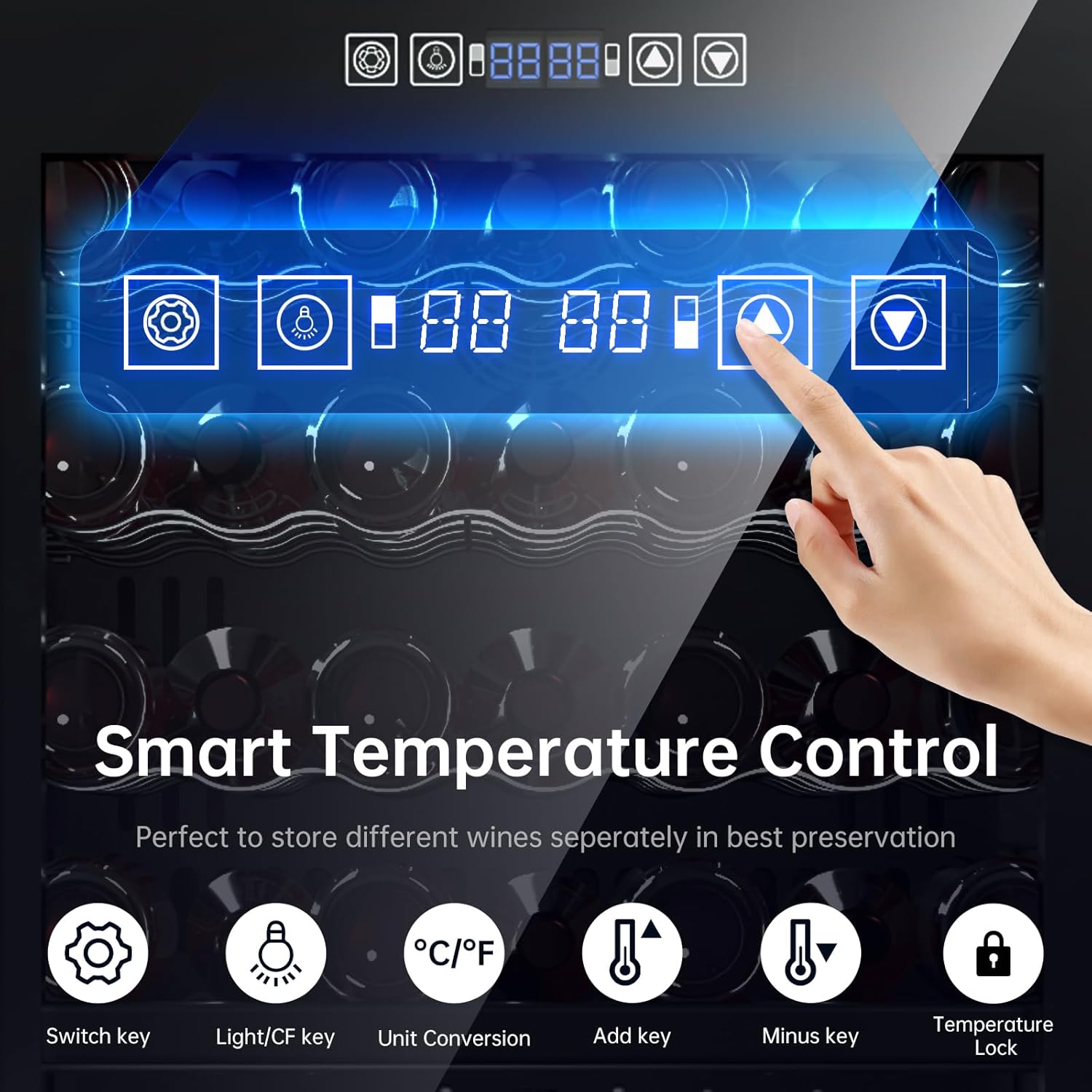 KingChii 66 Bottle Wine Cooler Refrigerator - Dual Zone Wine Fridge with Intelligent Digital Control, Low Noise Operation, Freestanding Wine Refrigerator for Home and Kitchen