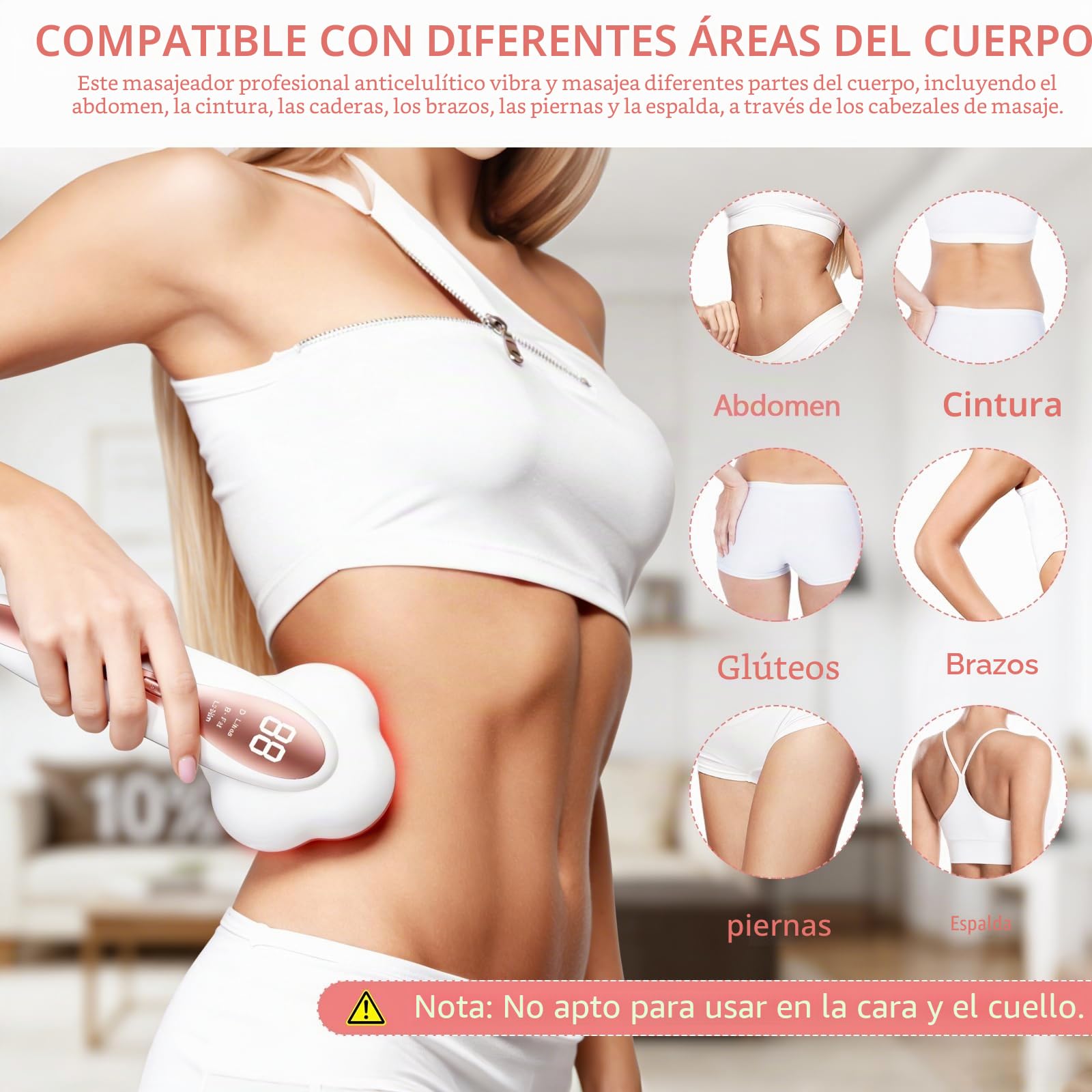 Masajeador Anticelulítico Profesional, Masajeador Celulítico Eléctrico Unisex,15 Niveles Ajustables, 3 Modos de Funcionamiento y Calentamiento para Cintura, Brazos, Glúteos y Piernas