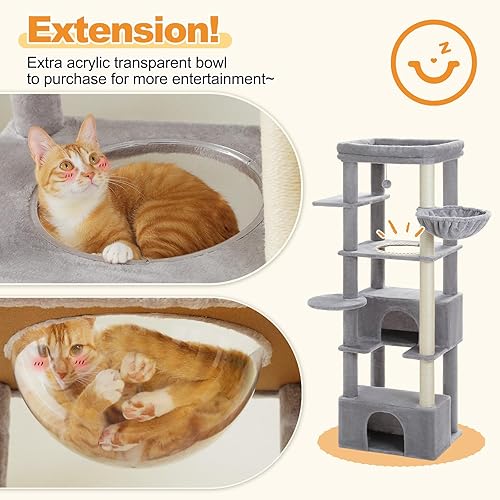 Miniatura 3 de PEQULTI Árbol para gatos grandes de 68 pulgadas para gatos grandes, torre alta resistente para gatos grandes de interior con percha superior extra