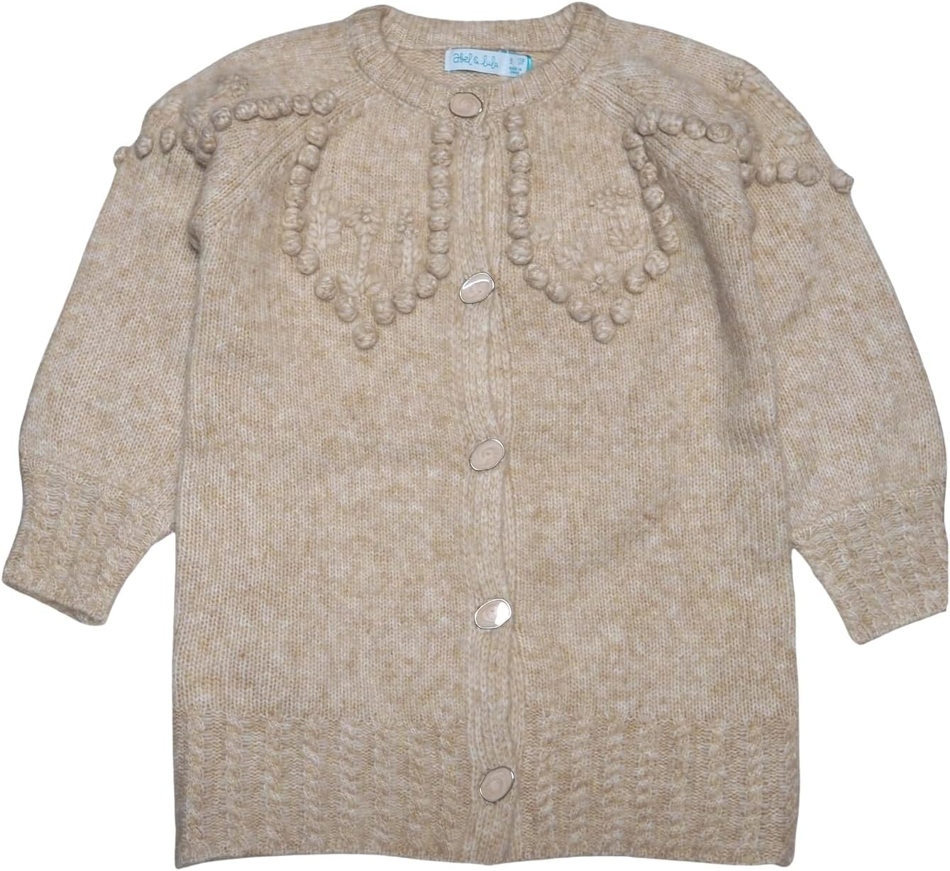 Abel & Lula Embroidered Cardigan for Girls Sand
