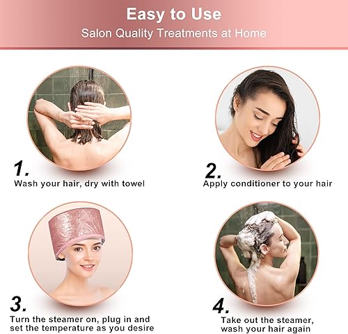 Miniatura 22 de Tapa térmica para acondicionamiento profundo, tapa térmica para cabello natural, portátil, eléctrica, para uso doméstico, color negro sólido