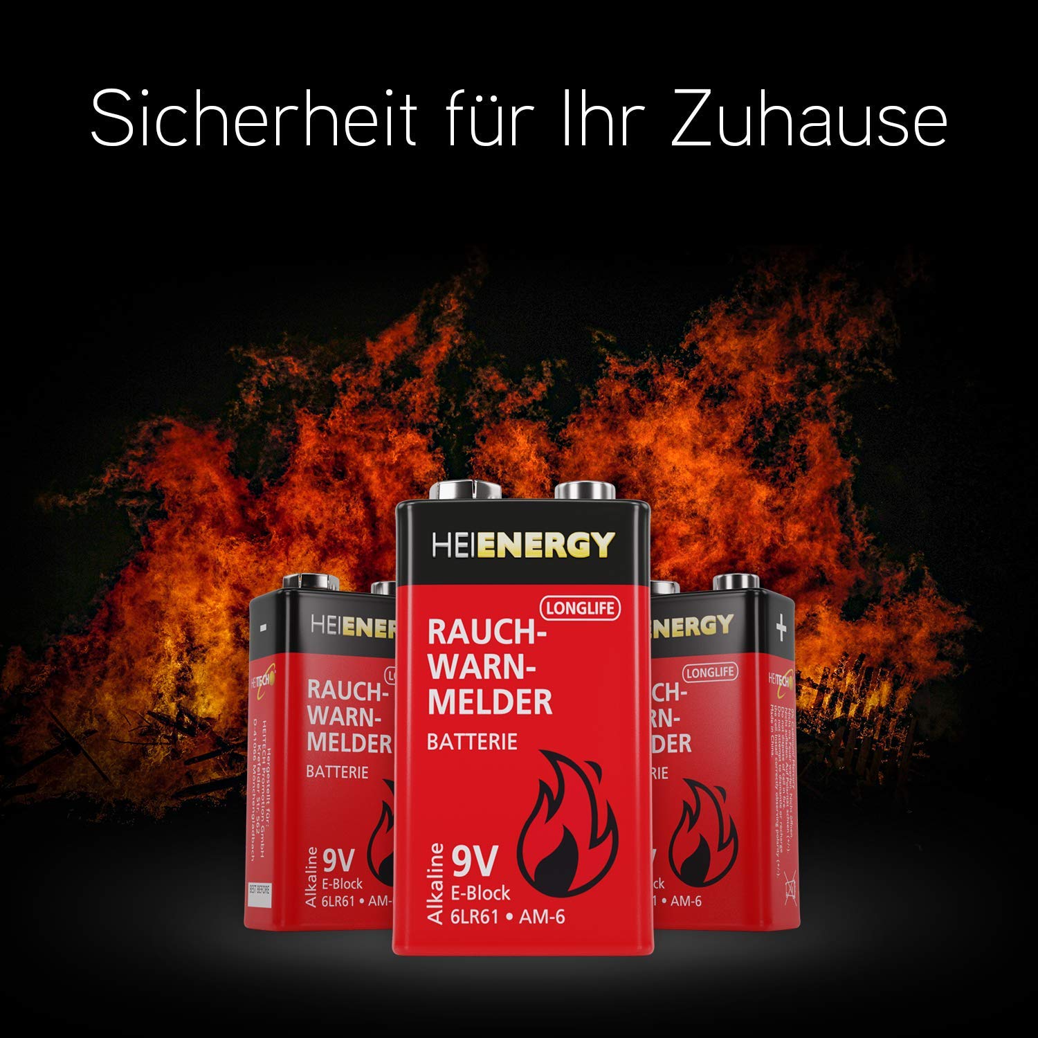 HEITECH - Batteria Da 9 V Per Rilevatore Di Fumo, 4 Batterie - Foto 6