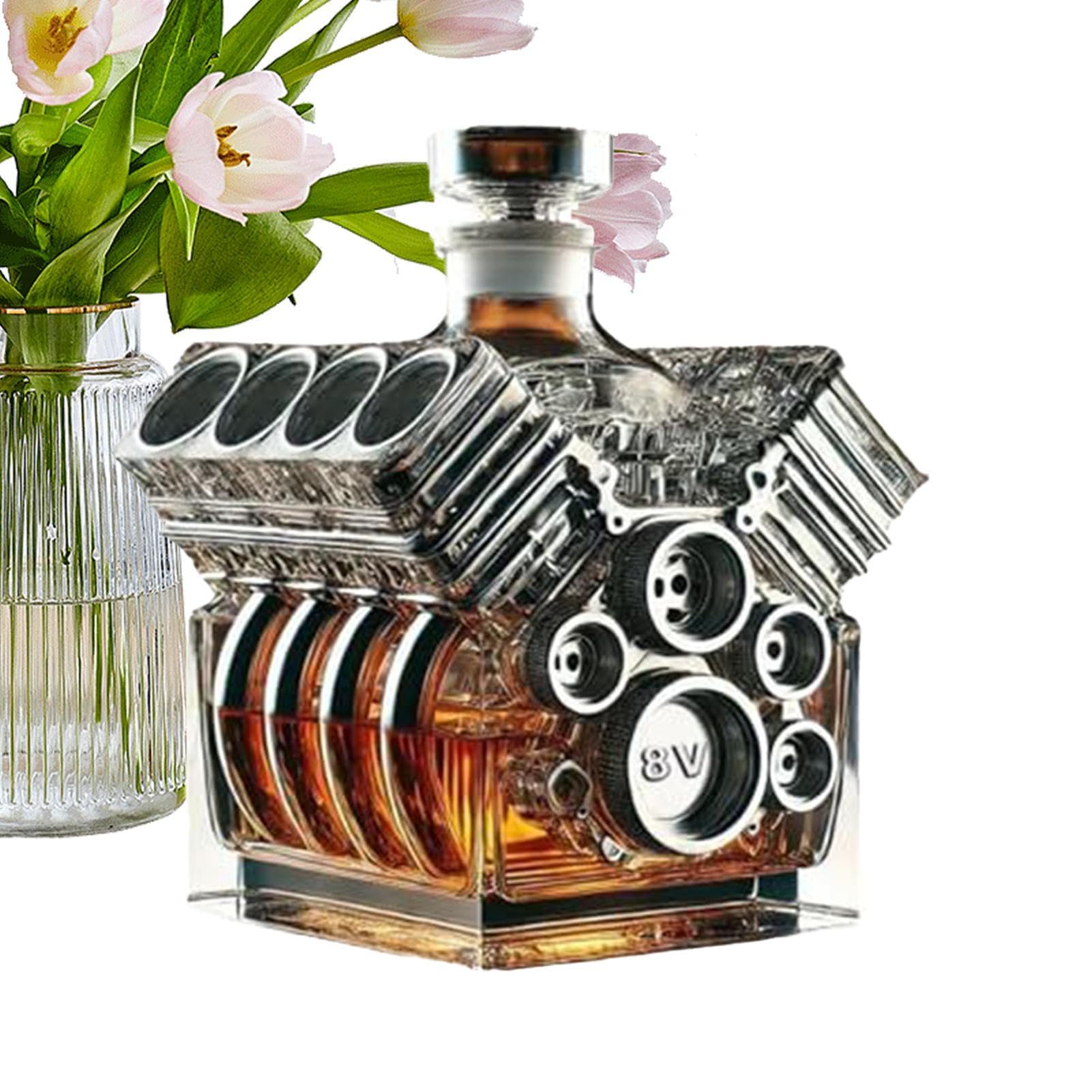 Distributore di liquori - Bottiglia di decanter per alcol a forma di motore V8 per Tequila, bottiglia di whisky decanter di vino motore - biberon per dispenser di whisky decanter di alc