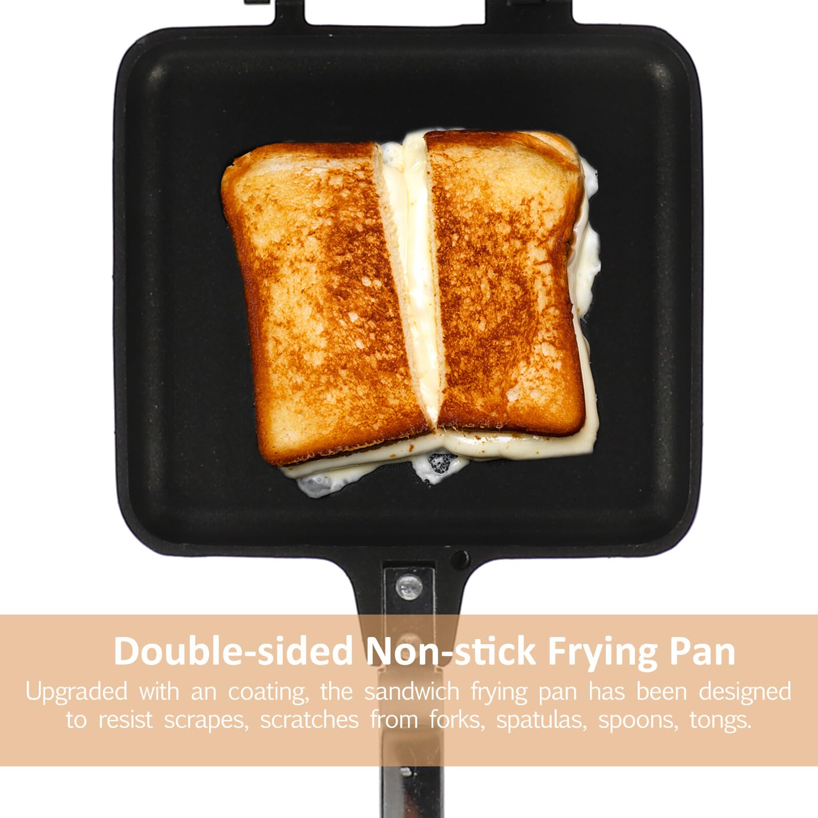 PartyKindom Antihaft Sandwichform aus Aluminium, Schwarz, Abnehmbar | Doppelseitig, Leicht zu Reinigen, Brotbackplatte für Toast und Sandwichbrot, Küchenbedarf