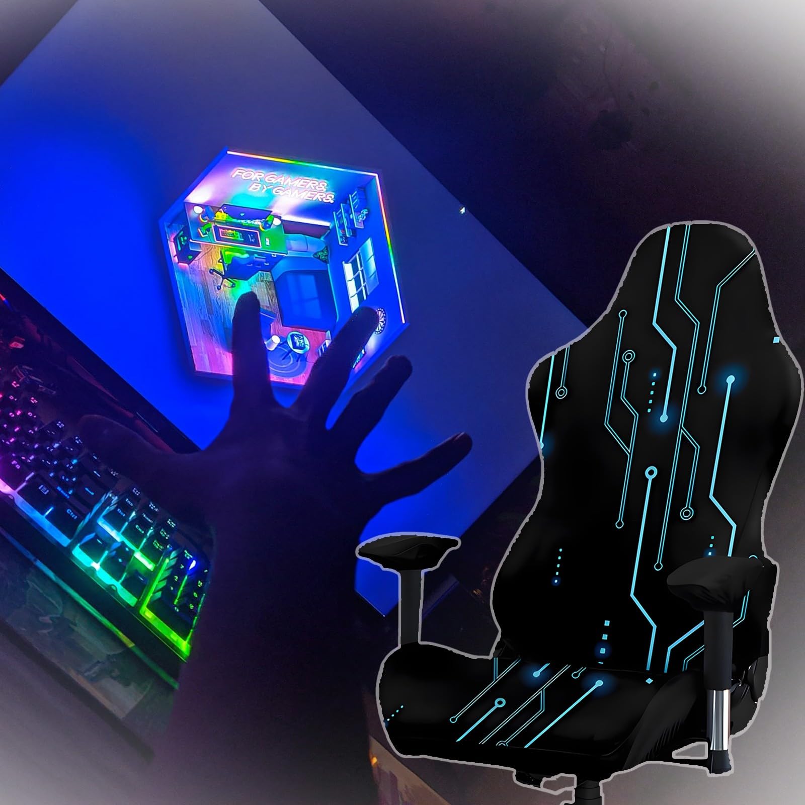 Gaming Stuhl Überzug Computerstuhl Slipcover Produktbild-Vorschau 6