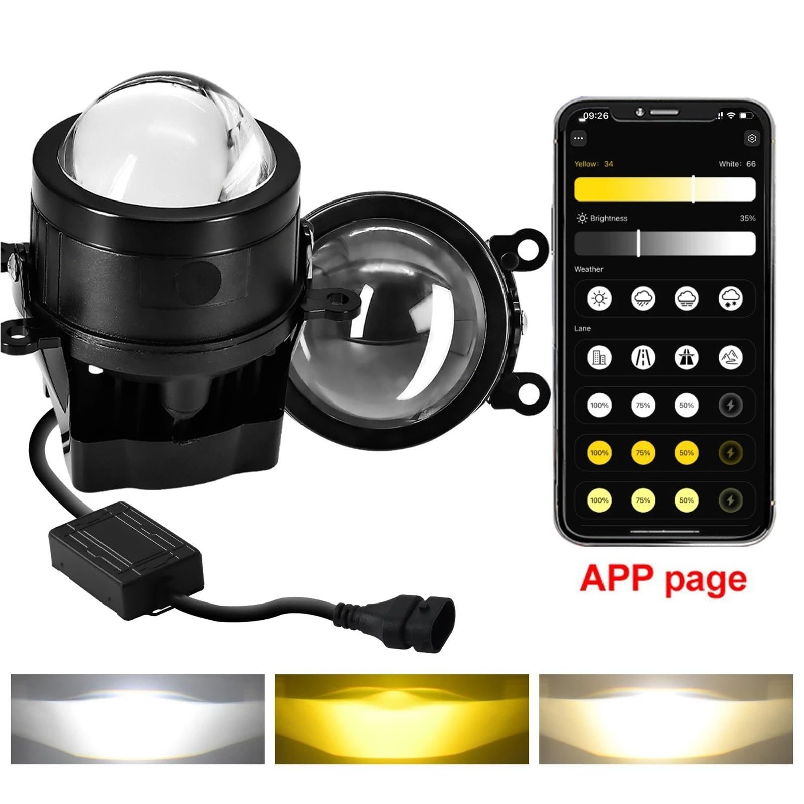Faros Antiniebla Para Nissan Para Sentra 2007-2012 Lente 6000K Blanco Lámpara Antiniebla Automática Super Brillante 500W HID Proyector LED Antiniebla Delantero(2PCS APP Control)