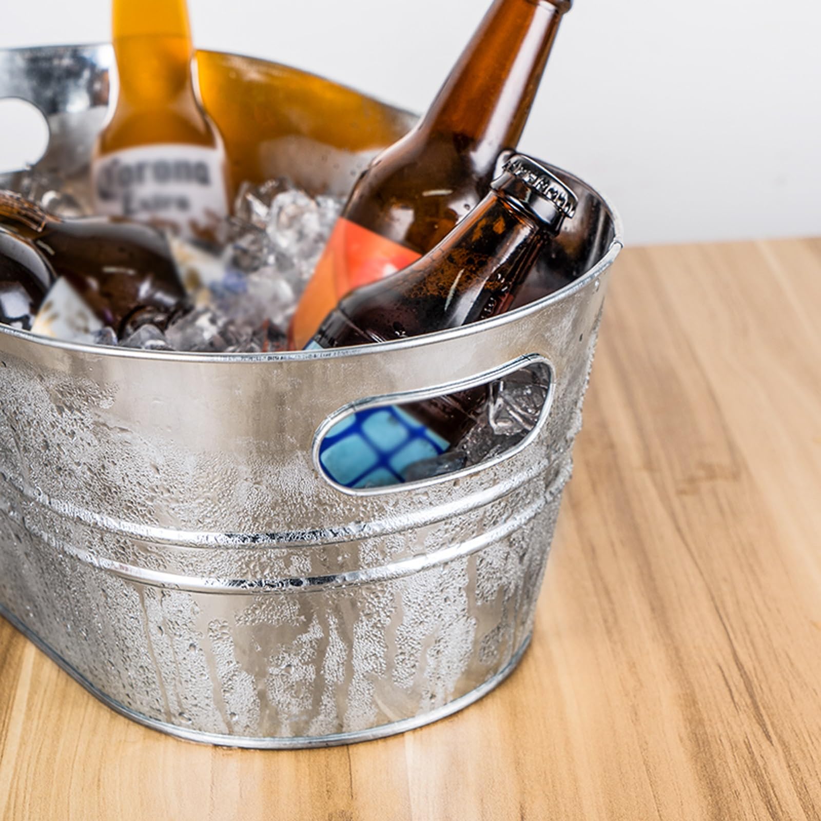 Eisbehälter Eiskübel for den Innen- und Außenbereich, verzinkte Getränkewannen, isolierte Getränkewanne, 15 Liter, großer Getränke- und Weinkühler, kaltes Bier, verzinkte Getränke-Eiswannen for Partys