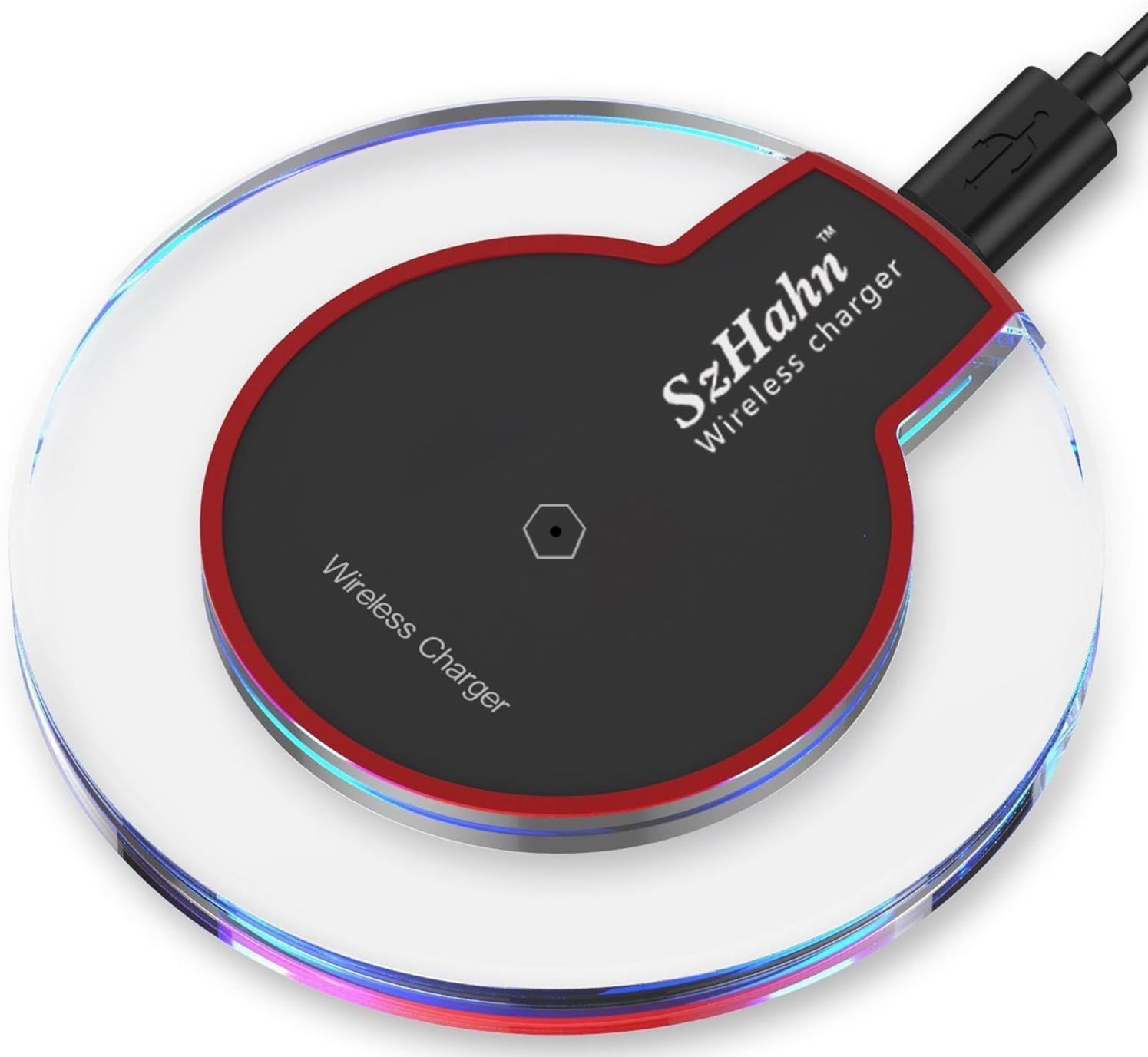 Wireless Charger , Qi Charger, SzHahn Qi Wireless Charger - Ultra-Slim Qi Wireless Charging Pad for Apple iPhone 8 / iPhone 8 Plus / iPhone X / Samsung Galaxy S8 / S8 Plus / S7 / S7 Edge / S6 -Red