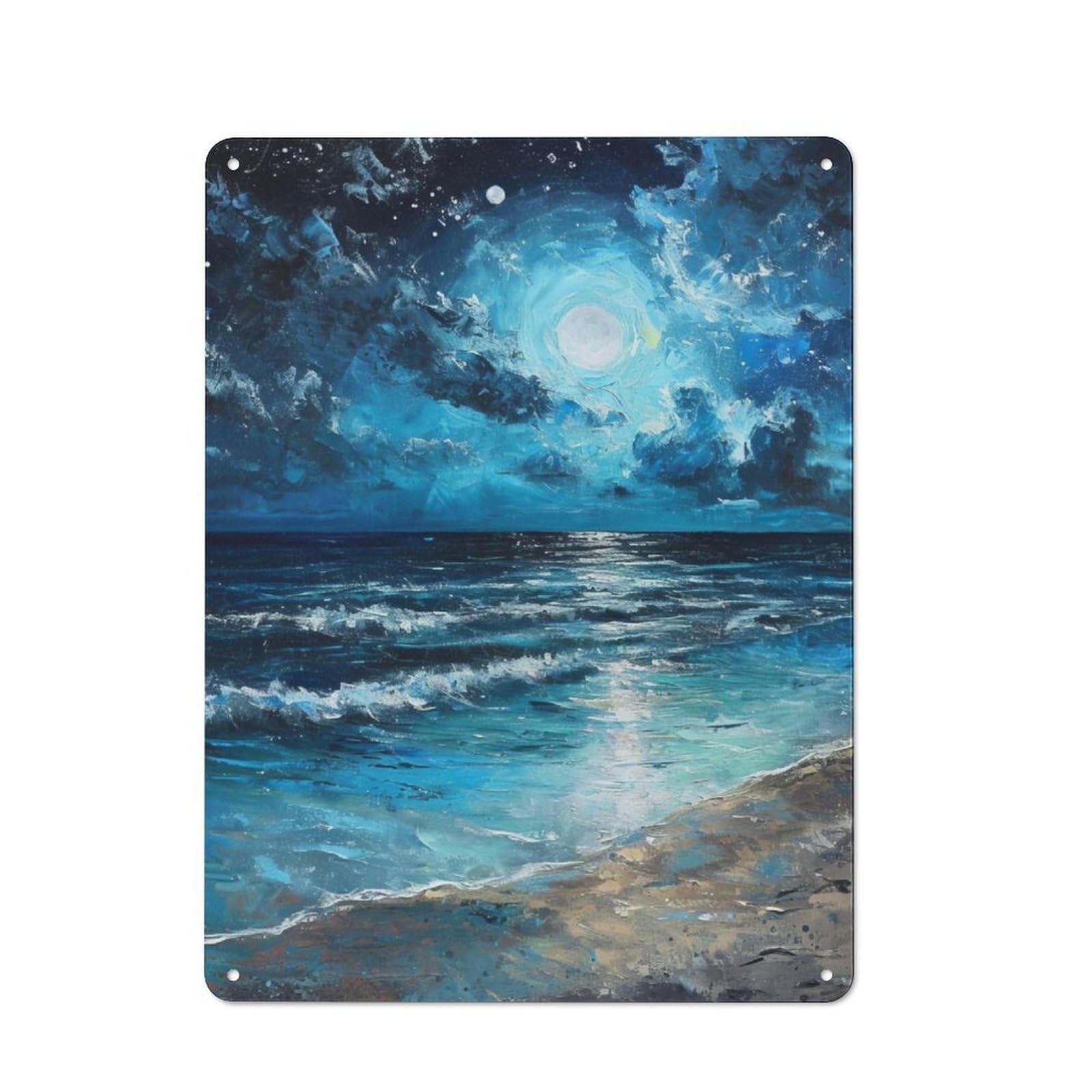 Junmoney Starry Seaside Vintage Tin Sign 40X30cm With For Man Cave Or Games Room, For Games Room Collectors