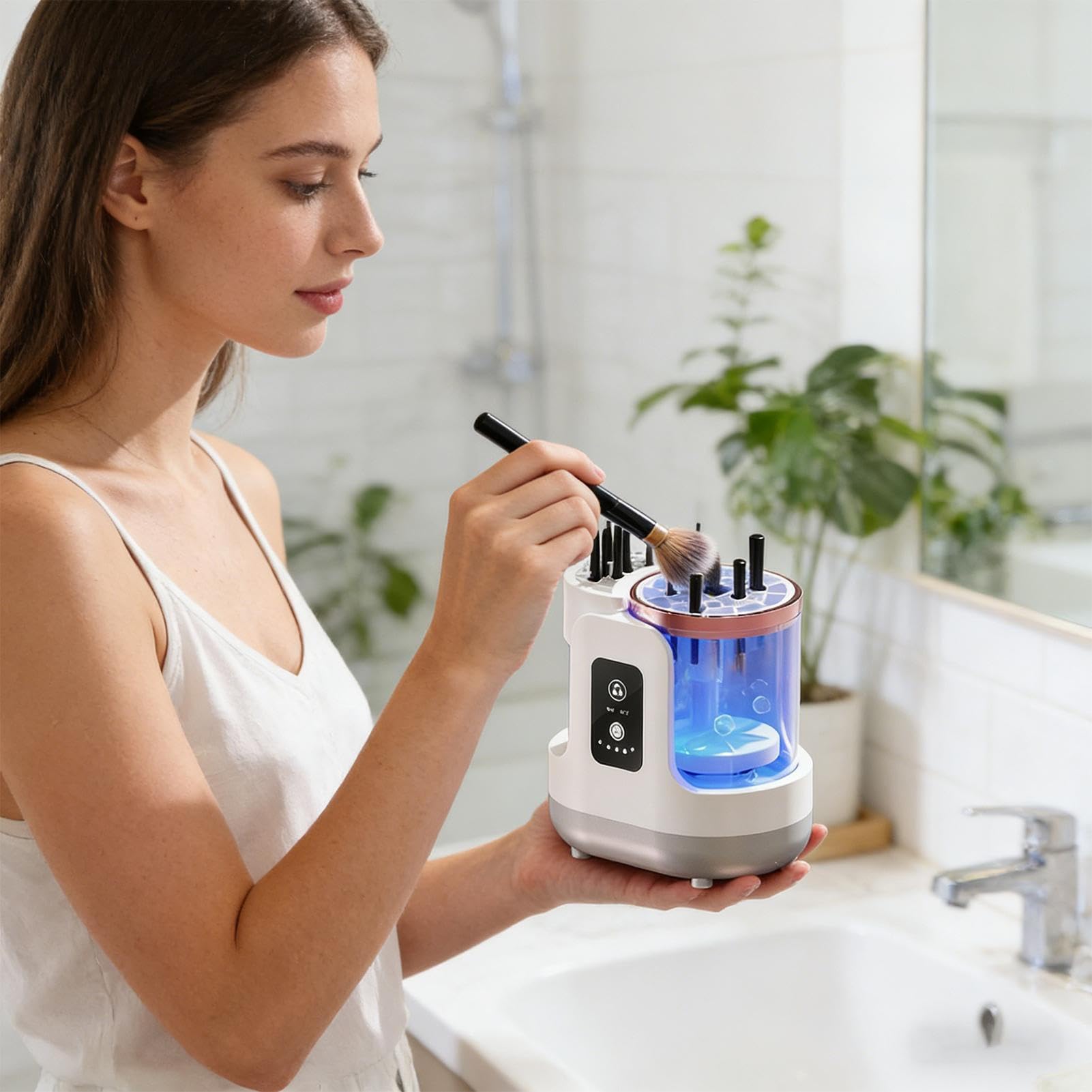 Limpiador Automático de Brochas de Maquillaje Lavado Suave con Secado