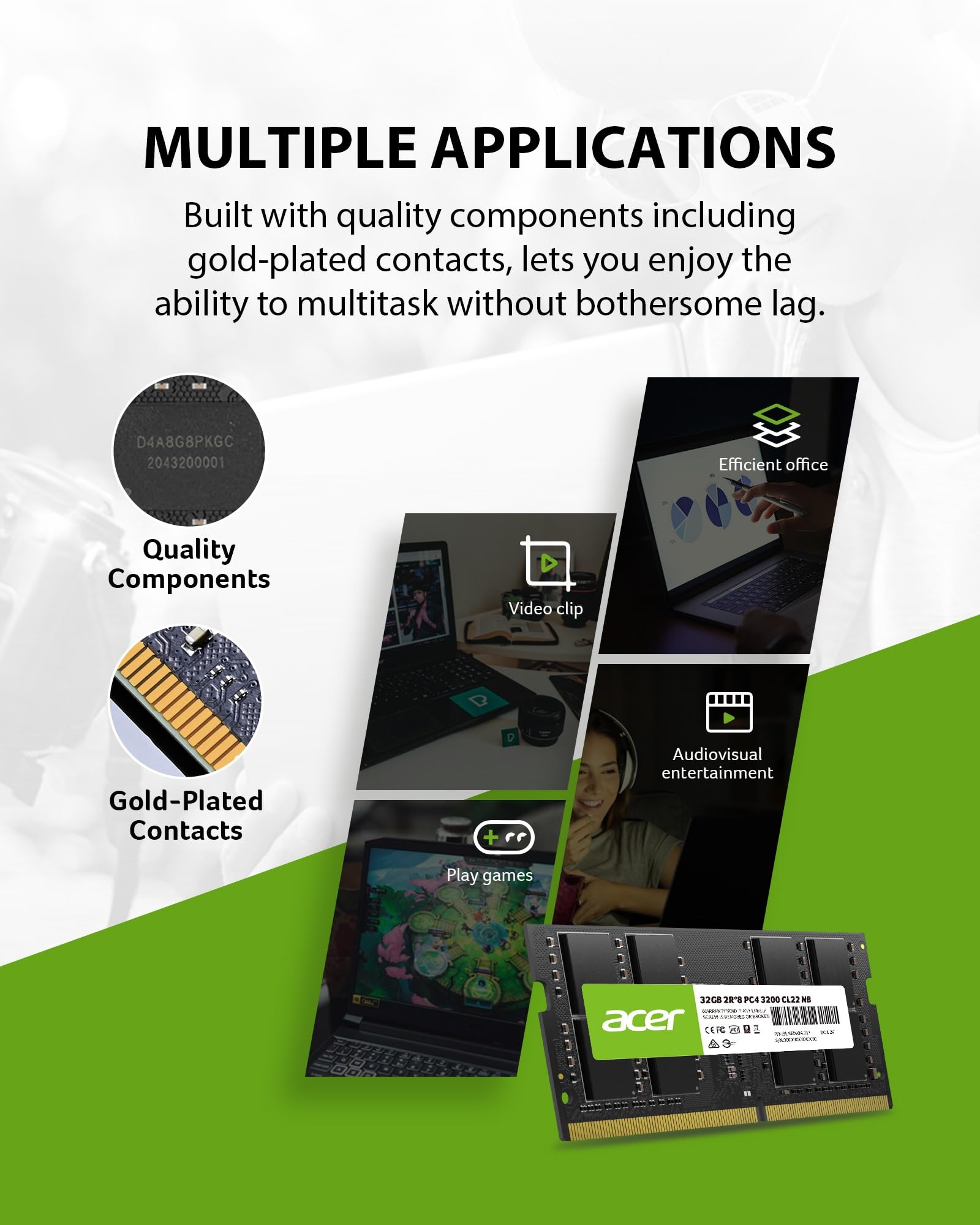 Amazon.co.jp: Acer SD100 32GB RAM 3200 MHz DDR4 1.2V Laptop Memory