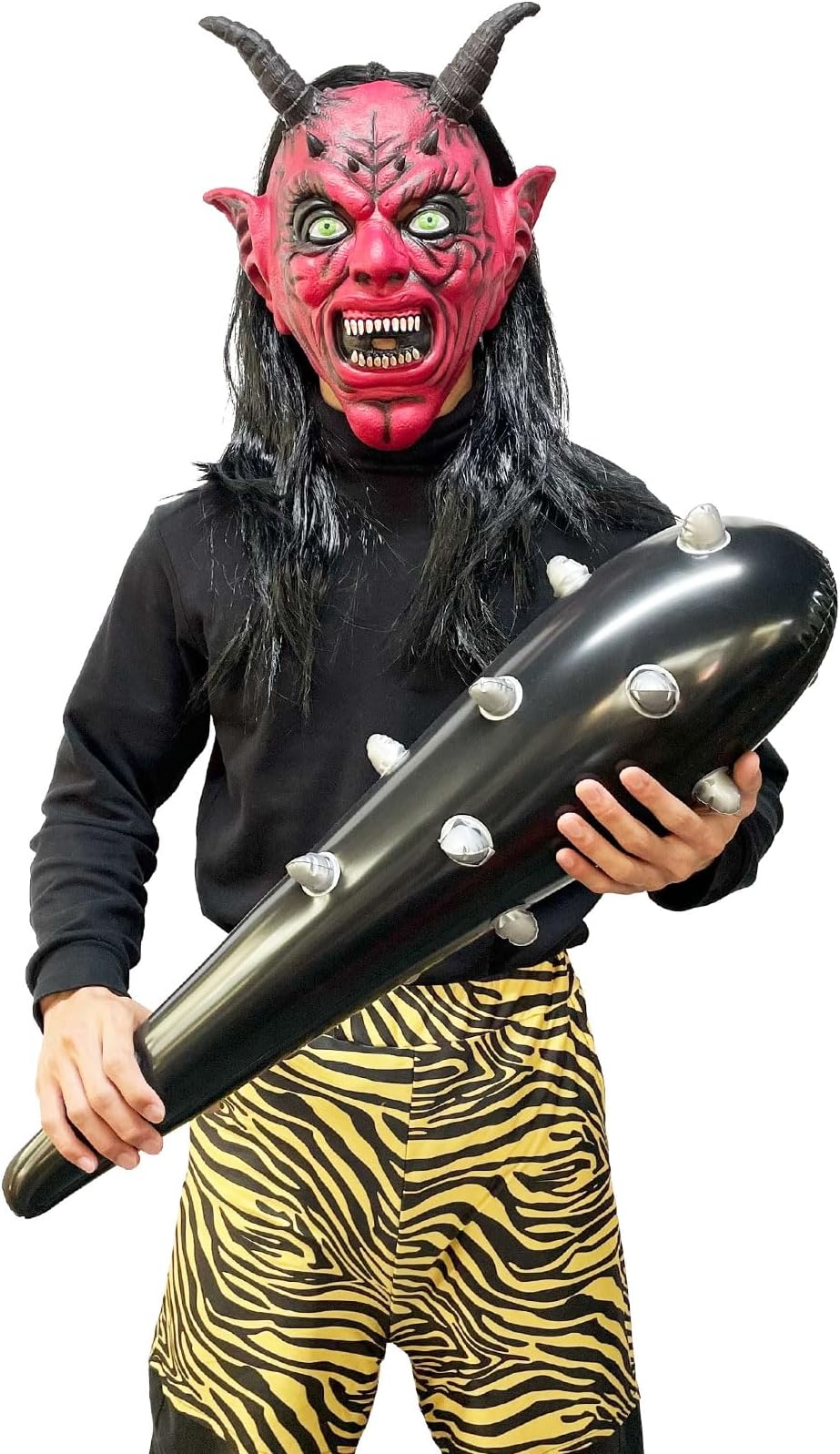 Setsubun Demon Mask, Horror Rubber Mask, Bean Scattering, Exterminating Onion, Red Demon Face, Headwear, Costume, Disguise, Party Goods, 3 Piece Set