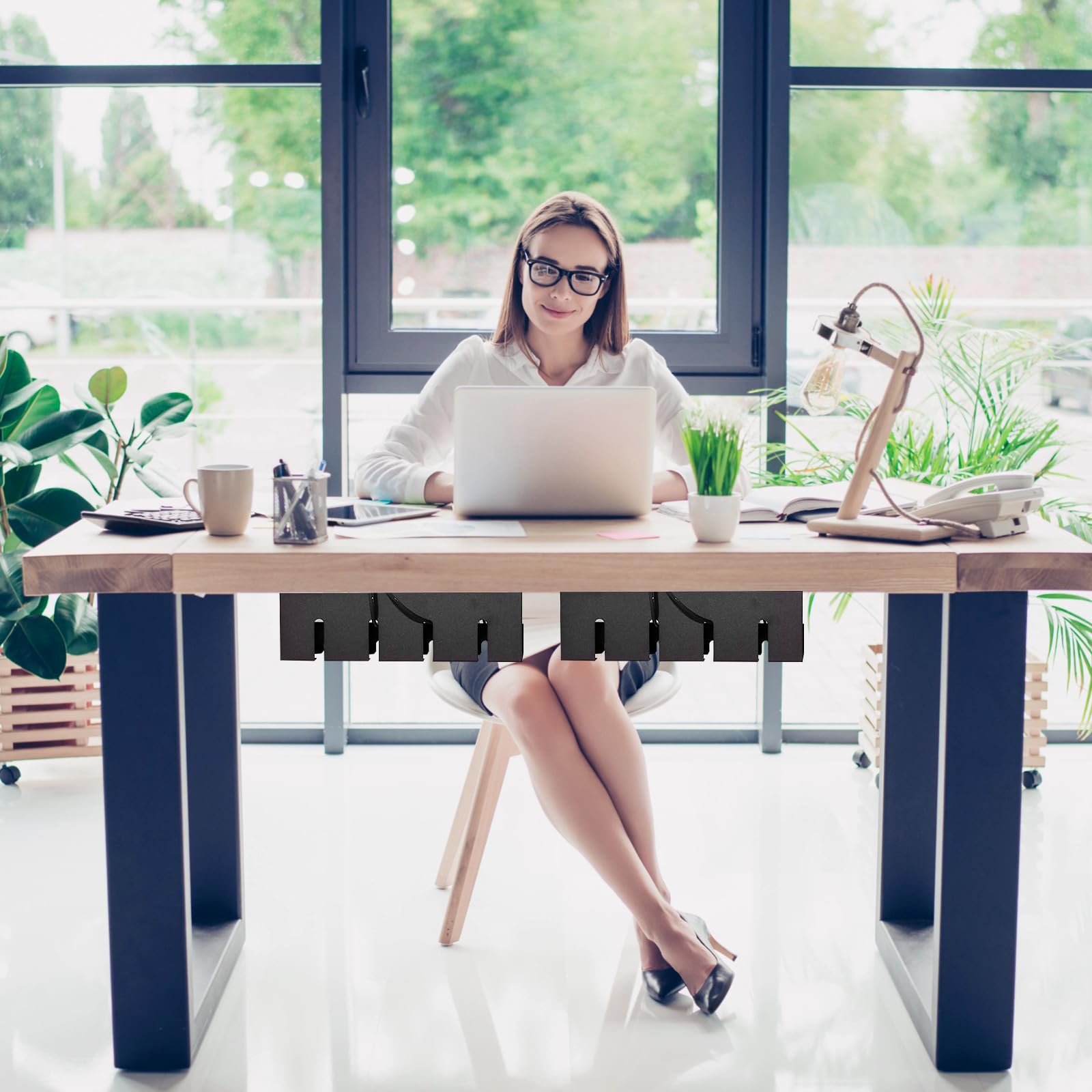 Kigley 4 Pack Under Desk Cable Management Tray, Metal Cable Tray Basket for Wire Management, No Drill/Drill PC Cord Organizer for Home Office Computer Desk Cable Hider, 15.75 x 3.94 x 4.72 Inch