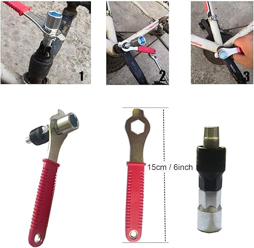 Miniatura 2 de YOUHO Extractor de manivela de bicicleta, kit de herramientas de reparación de llaves extractoras de manivela, cadena de rueda libre, herramienta de