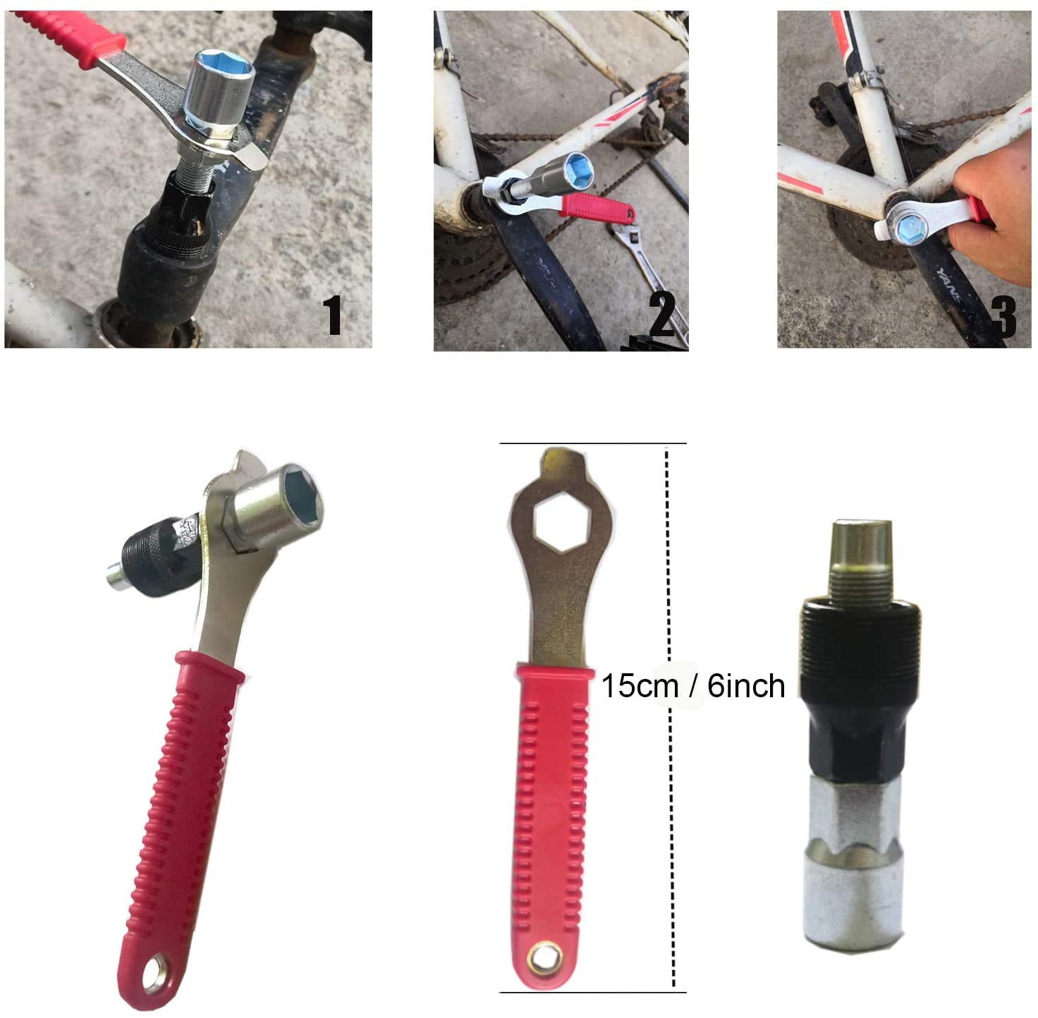 YOUHO Bicycle Crank Extractor Bottom Bracket Remover Spanner Repair Tools Kit Crank Puller,Freewheel Chain Whip Cycle Bicycle Cassette Cog Removal Remover Tool
