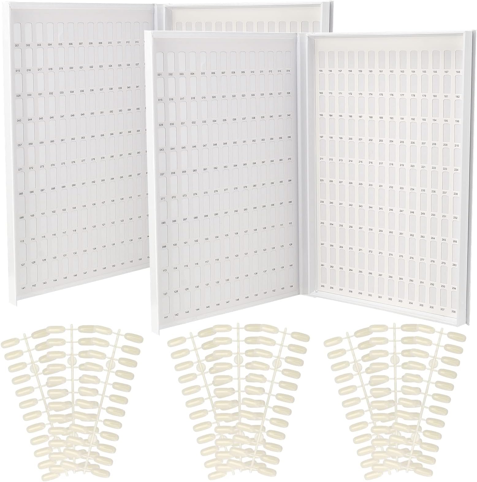 PINGEUI 2 Pack 308 Colors Nail Display Book, Nail Gel Polish Display Chart with 720 Nail Tips, Nail Polish Sample Display Book for Nail Salon and Nail Painting Practice, No Need Glue