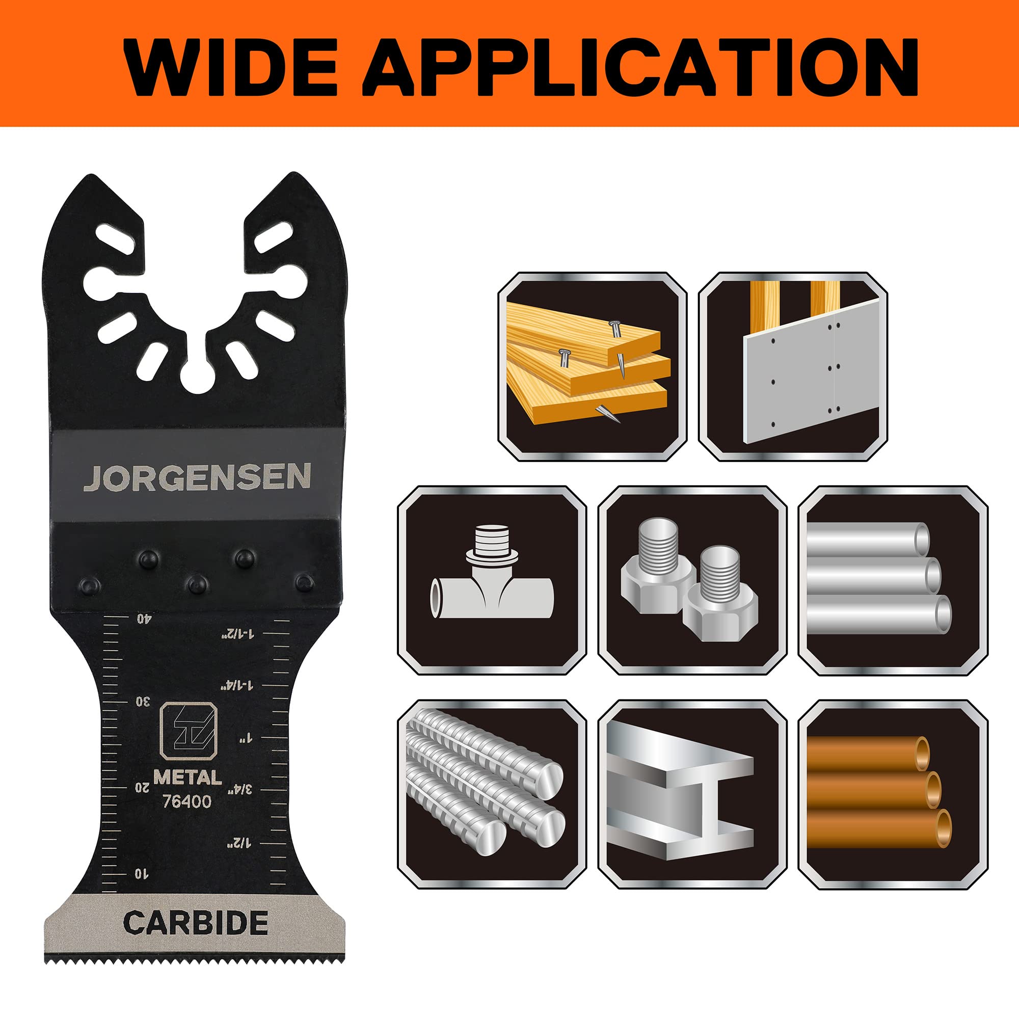 JORGENSEN Cuchillas de Sierra Oscilante 3-piezas, Hojas de Corte para Herramientas Multifunción, Accesorios Multiherramienta para Corte de Metal, Clavos, Tornillos, Pernos