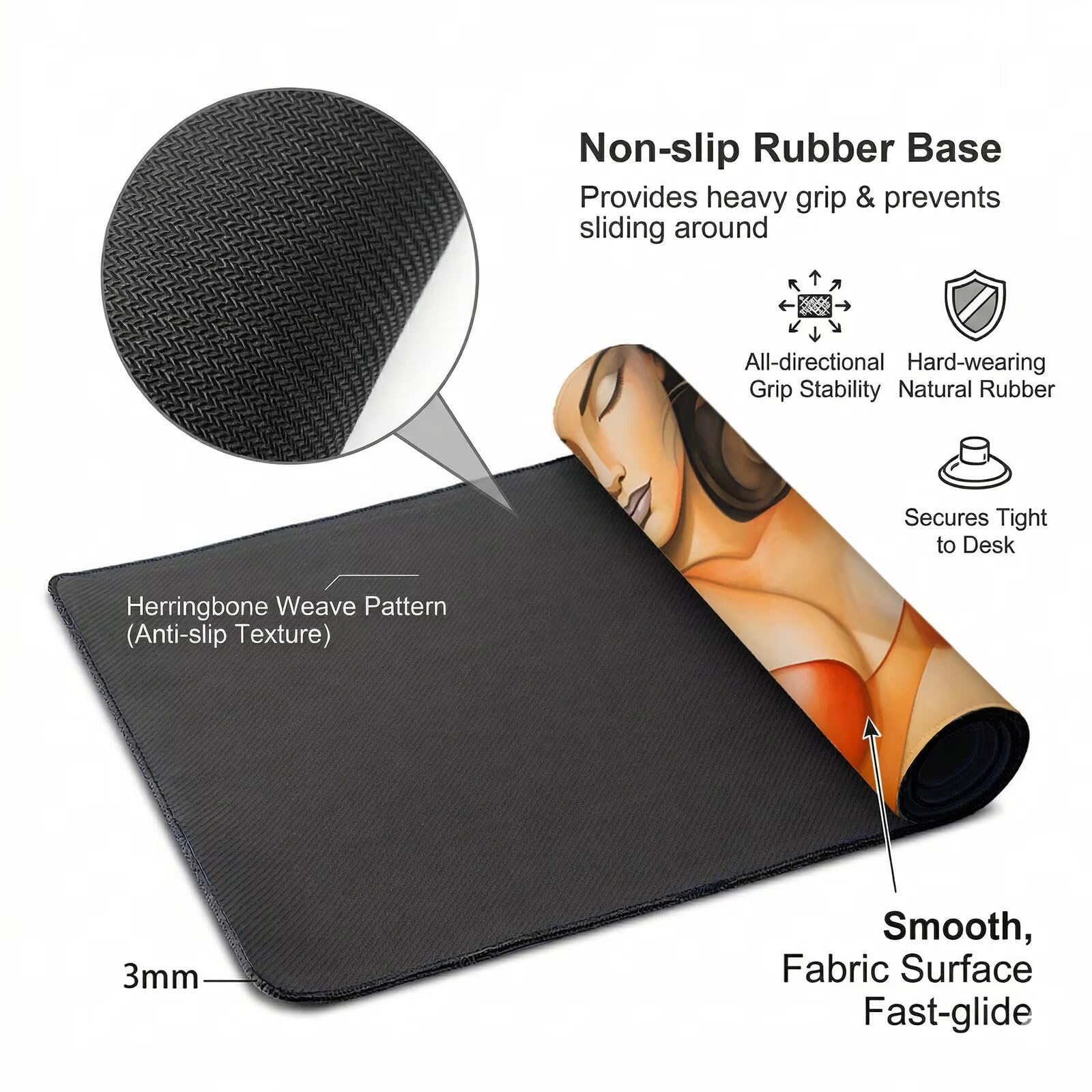 Tappetino Mouse XXL 1200 x 600 x 3 mm, Sottomano Scrivania, Astratto Grande Tappeto da Tavolo con Base in Gomma Antiscivolo e Bordi Cuciti, Impermeabile, per Ufficio/Computer/Gaming (Bellezza) L-x1374