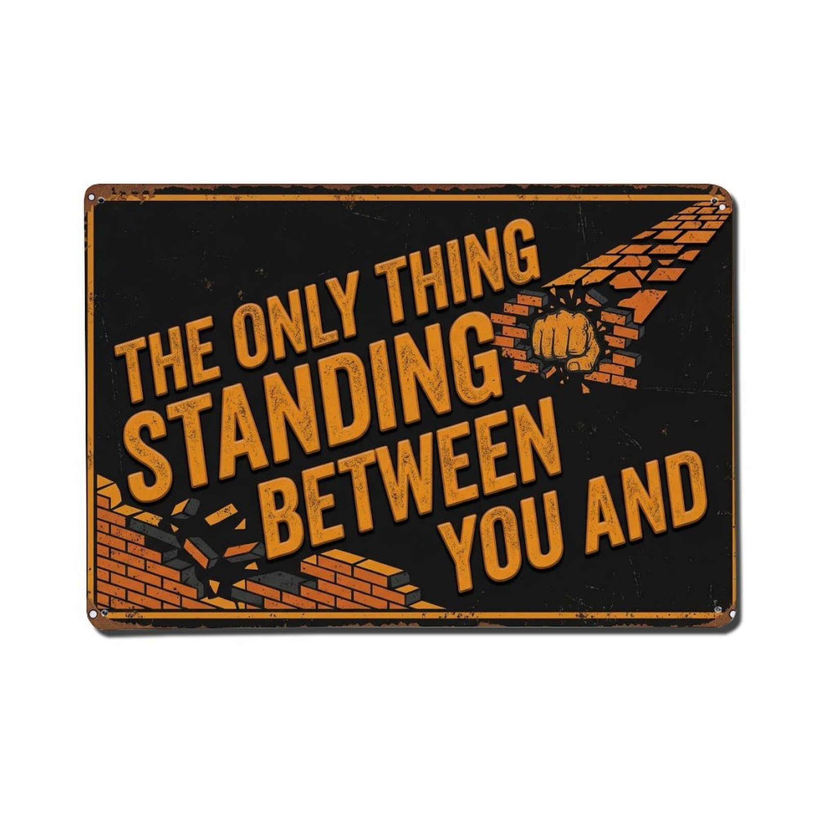 Overcome Obstacles Now Space Retro Motivational Slogans 2 Metal Tin Sign Plaque Wall Decor for Cafe, Club Bar, Office, Home Garden Metal Poster 8x12Inch
