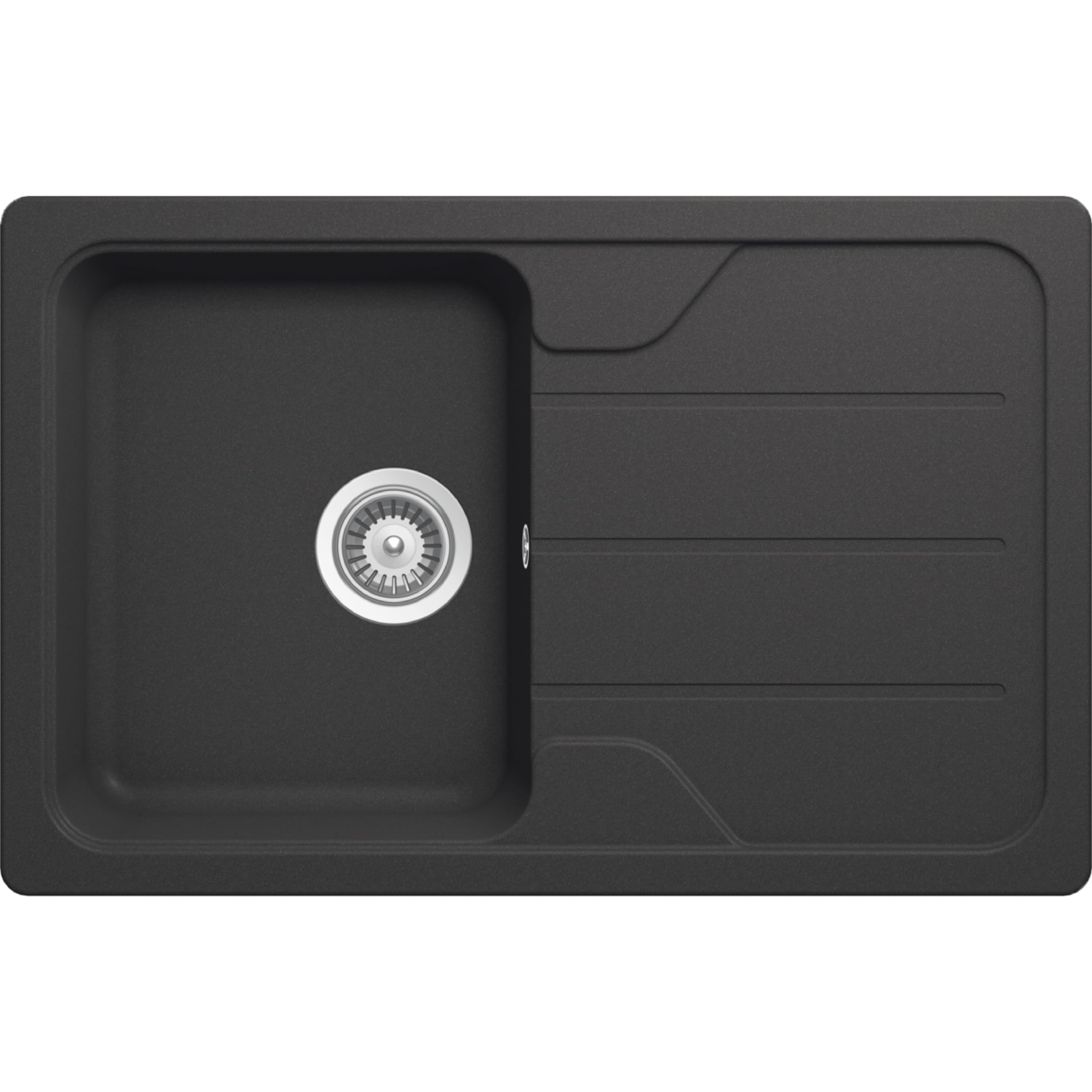 SCHOCK Küchenspüle Formhaus D-100S Onyx 78x50 cm - CRISTALITE® Schwarz mit Abtropffläche - Küchenspüle bis 45 cm Unterschrank - Reversible Einbauspüle - Hochwertige Quarzkomposit-Oberfläche