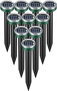 Snake Repellent Mole Repellent Solar Powered 10 Pack, Gopher Repellent Deterrent Spikes, Groundhog Repellent Stakes Ultrasonic Gopher Repeller Waterproof Drive Away for Lawn Garden & Yard