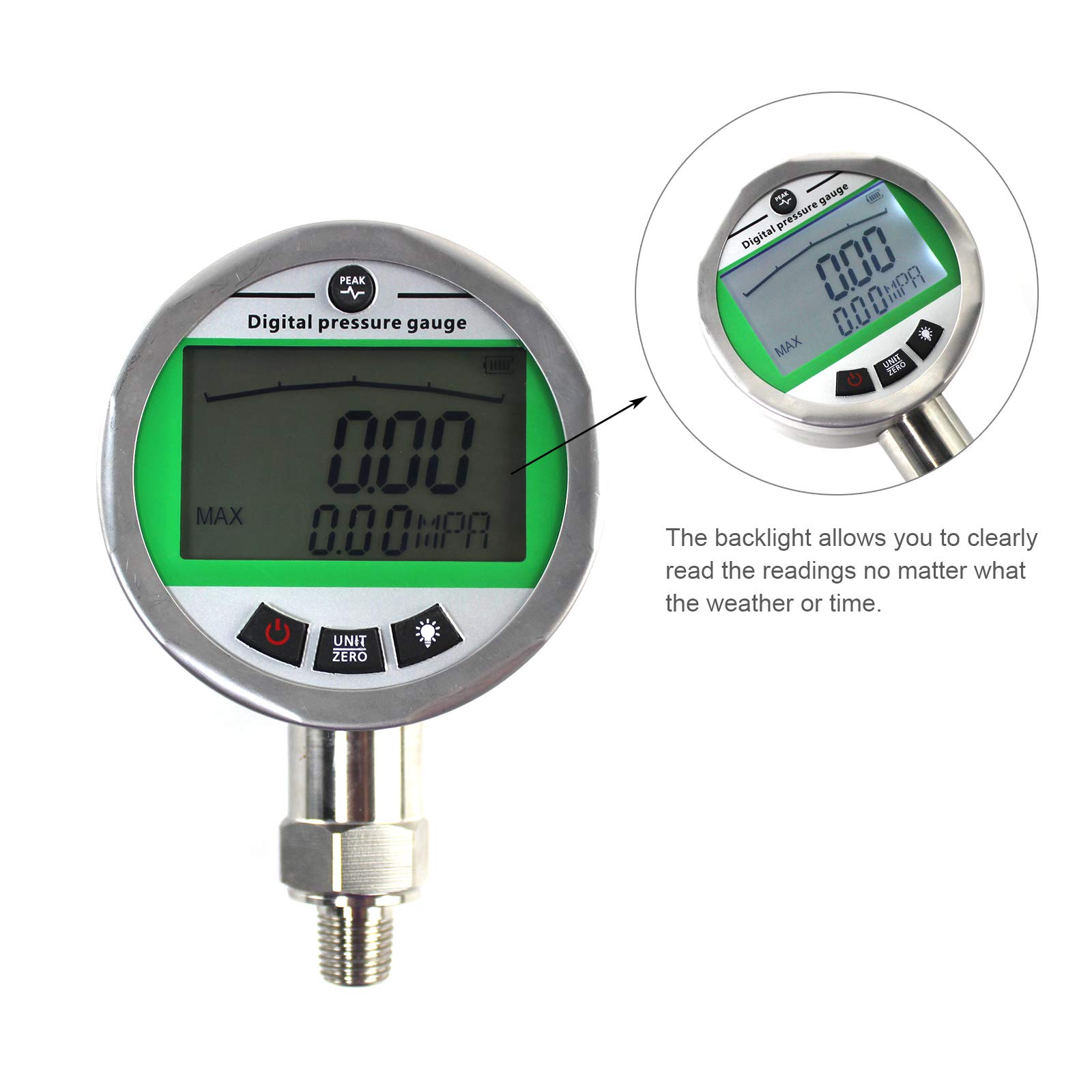 SINOCMP 70P 16P Digital Pressure Gauge Kit with 3 Pressure Gauges 3
