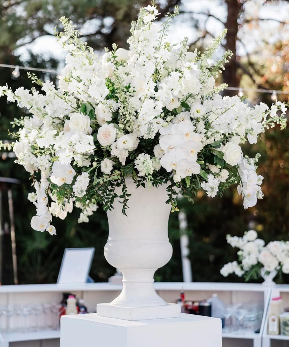 White Delphinium Artificial Flowers, 8PCS Fake White Flowers 33.46" Long Stem for Tall Vase Faux Delphinium Flowers for Wedding Centerpieces, Baby Shower Decorations, Home Table Decor - Image 6