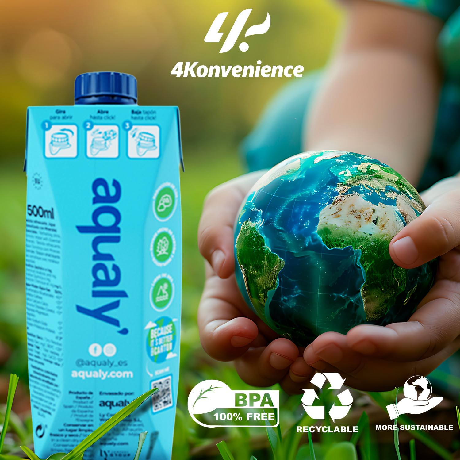 Aqualy Agua de primera calidad, agua purificada con minerales esenciales, agua en caja ecológica, sin BPA, sin OMG, sin microplásticos, embalaje reciclable, (paquete de 18 cajas de 16.5 onzas