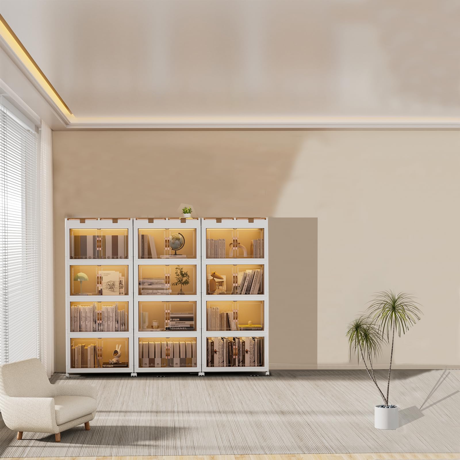 MECOLOR Bacs de rangement en plastique extra larges avec couvercle, boîte de rangement empilable à roulettes de 280 L, armoire de rangement pliable pour chambre à coucher, salon, salle de bain