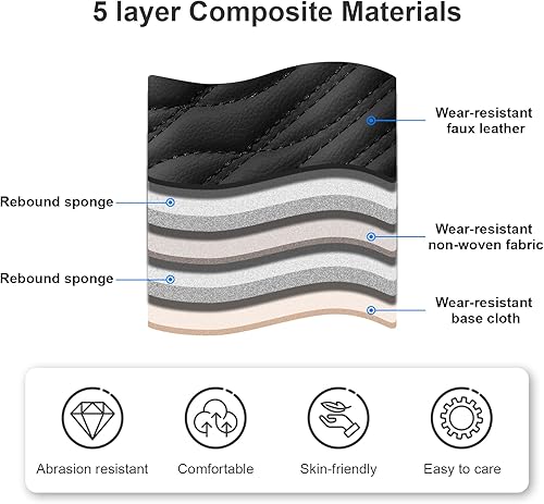 Miniatura 10 de 5 fundas de asiento de piel sintética impermeable para asiento de automóvil, ajuste universal para Optima Soul Kicks Versa y más, negro y gris con 4