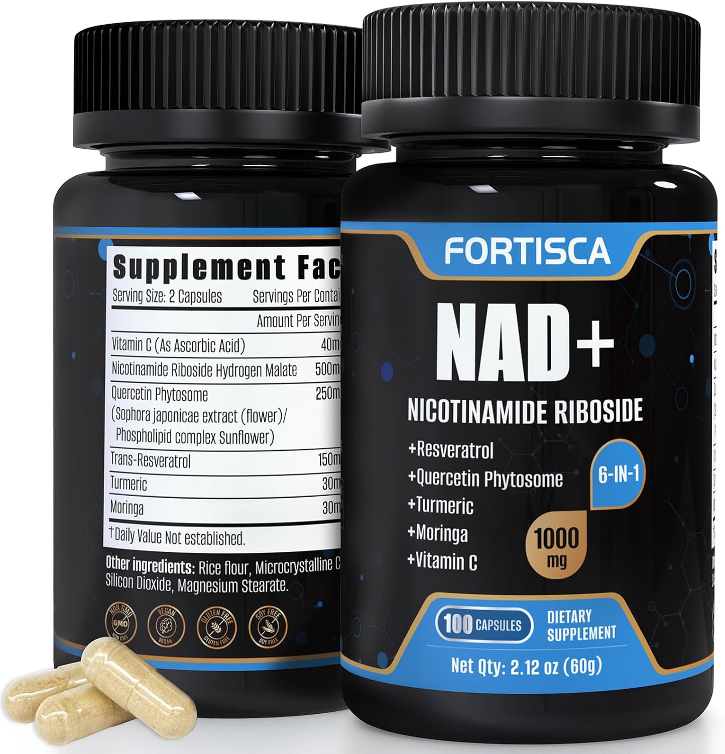 NAD+ Supplement with Resveratrol, Liposomal NAD + Resveratrol 900mg, NMNH Supplement Alternative 50-Day Supply, High Purity NAD+ for Men and Women Energy & Healthy Aging – 100 Capsules