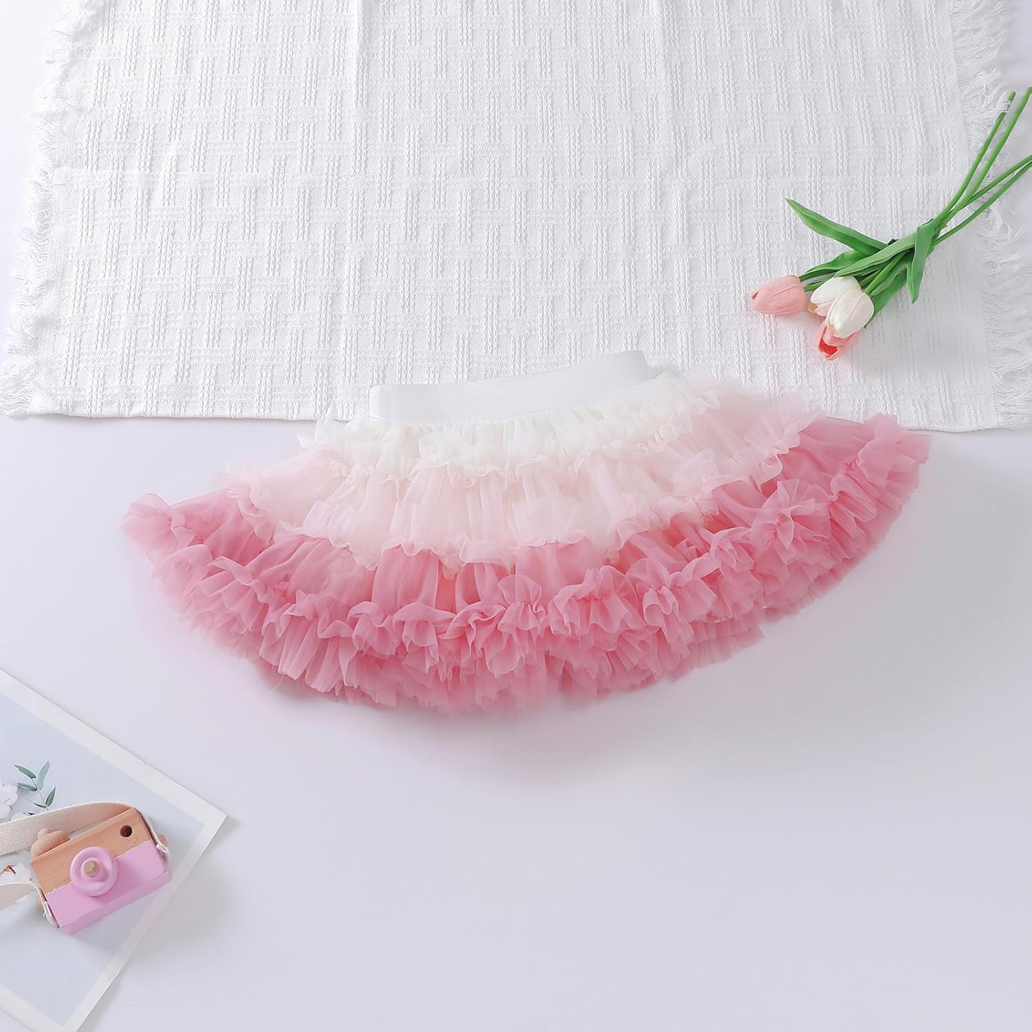 Tutu Skirts for Toddler Girls, Gradient Tiered Skirt Color-Block Fluffy Soft Tulle Skirt Daily Outfit Tutu Dress 1T-5T - Image 7