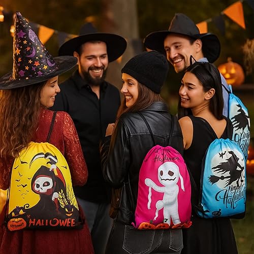 Miniatura 7 de Paterr 16 bolsas de regalo de Halloween, bolsas de regalo de Halloween, bolsas de regalo de fantasma, dulces, bolsa de envoltura para dulce o truco,
