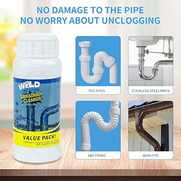 Wild Tornado Pipe Dredge,Powerful Sink Cleaner Powder Fast Foaming for Kitchen Toilet Pipeline Quick Cleaning Tool(2pcs)