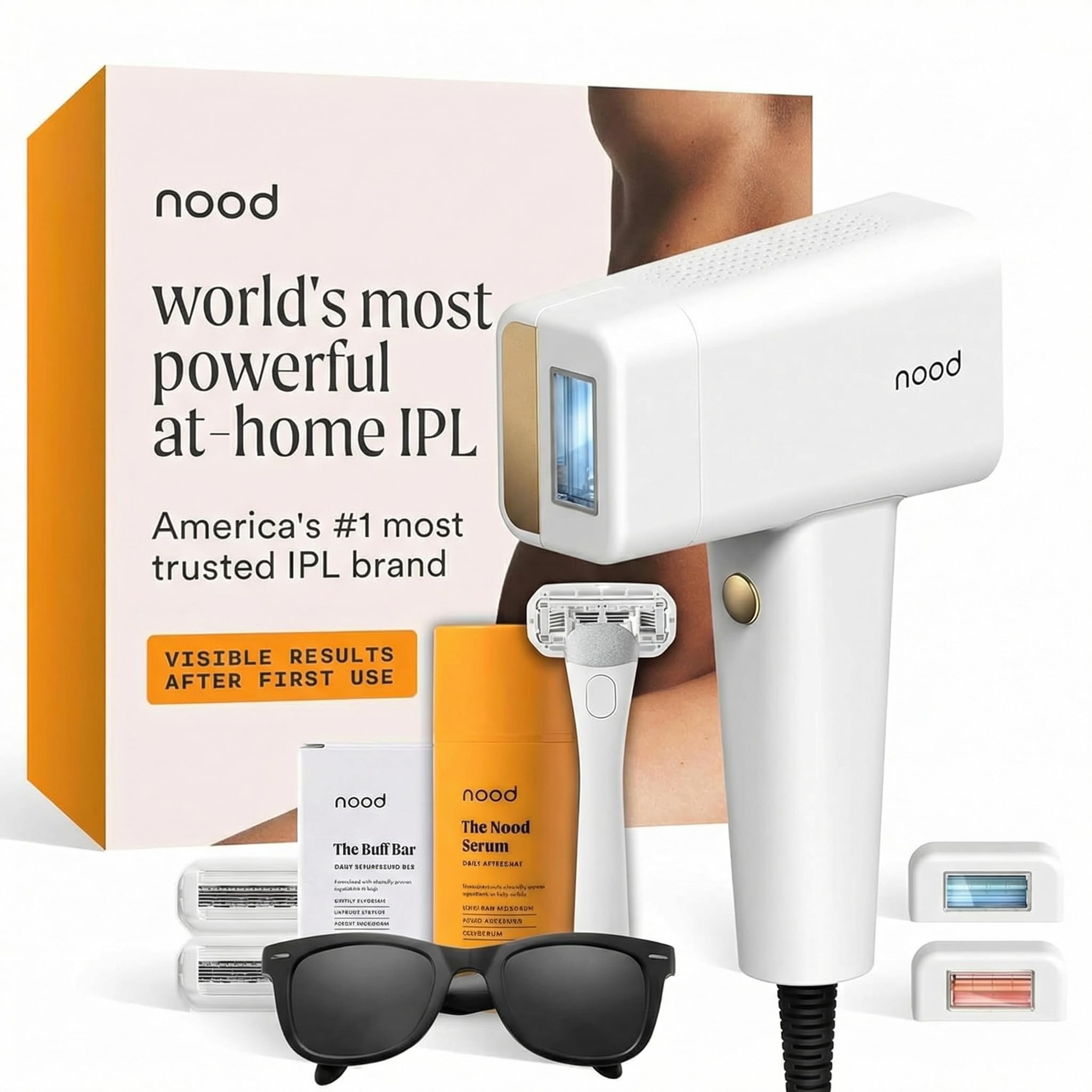 Nood NEW Flasher Pro Kit Lite IPL Laser Hair Removal Device for Women Men Refillable 5-Blade Shaving Razor