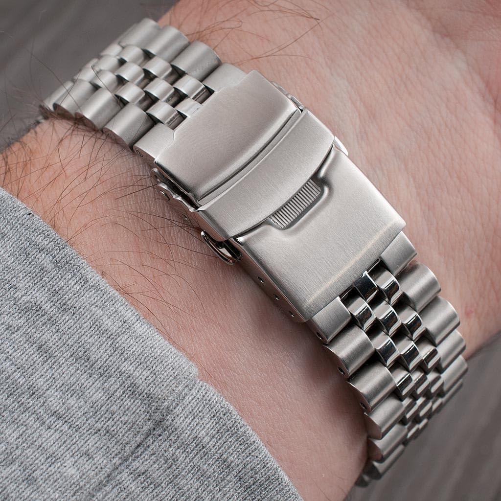 StrapHabit Jubilee Quick Release Watch Bracelet With Spring Bars - Band Strap Stainless Steel Vintage BOR 20mm 21mm 22mm