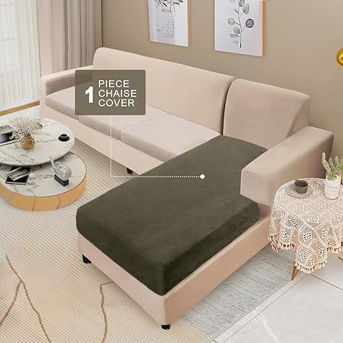 Miniatura 2 de NAISI Funda para sofá seccional, 1 pieza, funda de terciopelo separada, funda de sofá elástica suave para sillón seccional izquierdoderecho (diván,
