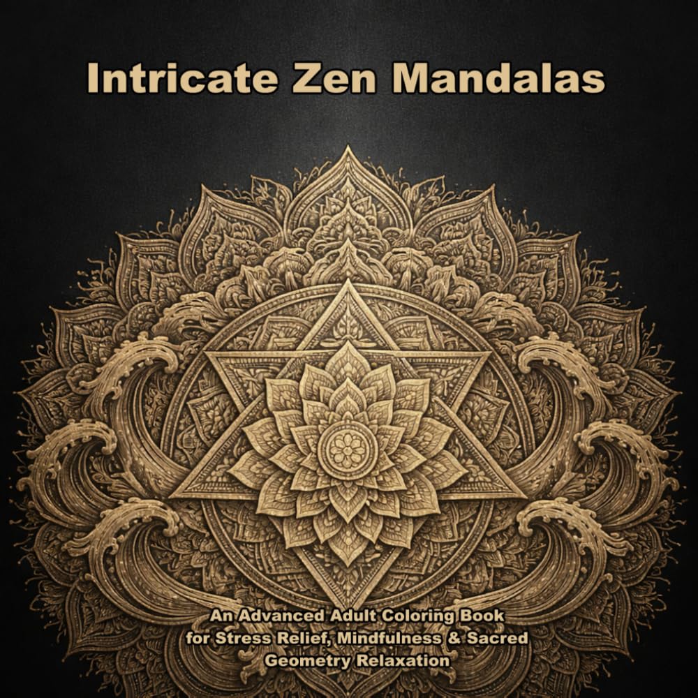 Zen Mandalas Coloring Book for Adults: 30 Intricate Sacred Geometry Designs for Stress Relief & Relaxation