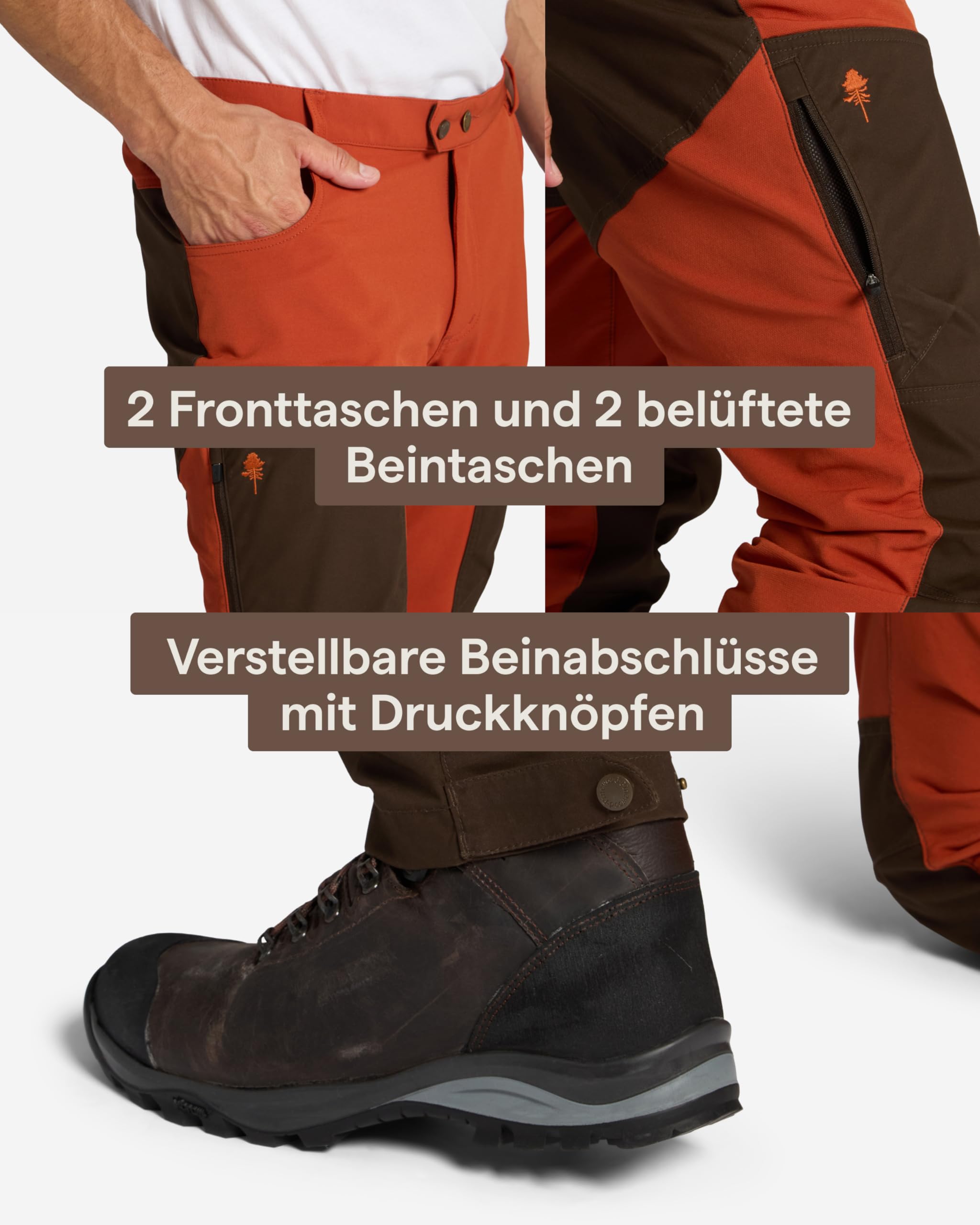 Pinewood Outdoorhose Herren, robuste Wanderhose Herren für Outdoor und Jagd mit Stretcheinsätzen und elastischem Bund für Komfort