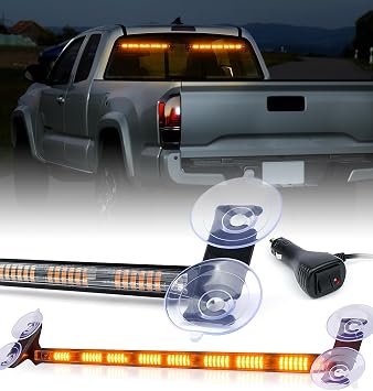 LUMENIX Strobe Traffic Advisor Lights Bar for Work Trucks, 96 LED Emergency Construction Vehicles Front/Rear Window Windshield Security Warning Directional Flashing Ultrathin Lightbar - Amber