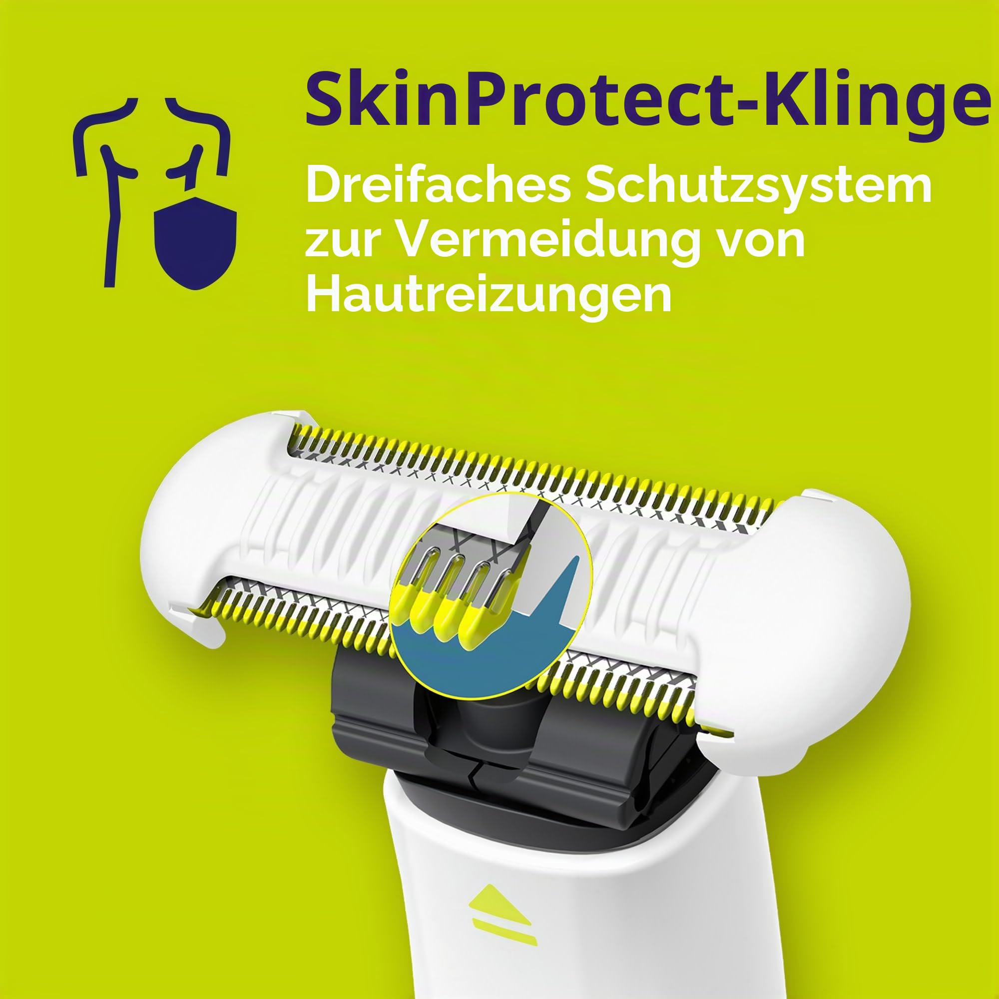 Philips Norelco OneBlade QP1924/70 Unisex Intimate Scham- & Körperpflege & Trimmer | SkinProtect QP1924/70 Klinge für die Schampflege, 100 % regenfest, 30 Minuten Laufzeit, inklusive Körperkamm