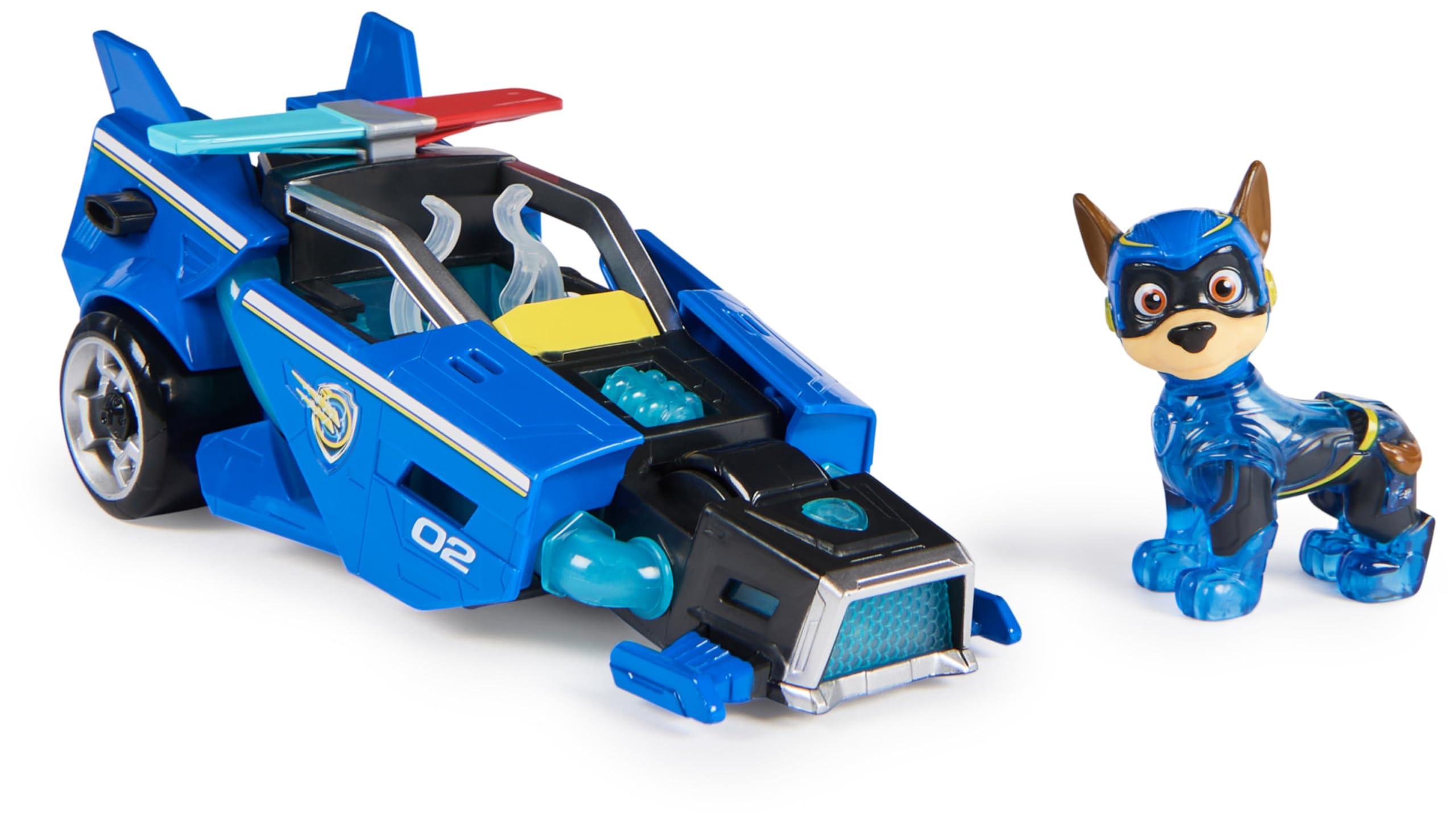 Paw Patrol Patrulla Canina - Figura Chase Y Coche DE Juguete con Luces Y Sonidos DE LA SUPERPELíCULA - 6067507 - Patrulla Canina Juguetes - Juguetes Niños 3 Años + - Regalo Niño 3 Años +
