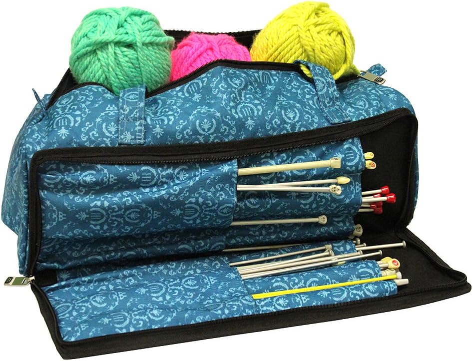 Knitting Bag, Sewing Accessories and Craft Needle Storage Organiser Case In Imperial Teal