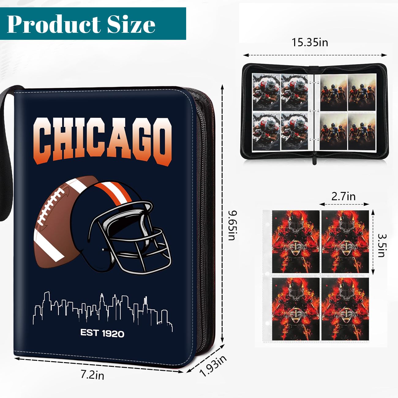 ChicagoTrading - Carpeta para tarjetas, 4 bolsillos para 400 tarjetas con 50 fundas extraíbles, para guardar tarjetas, archivador