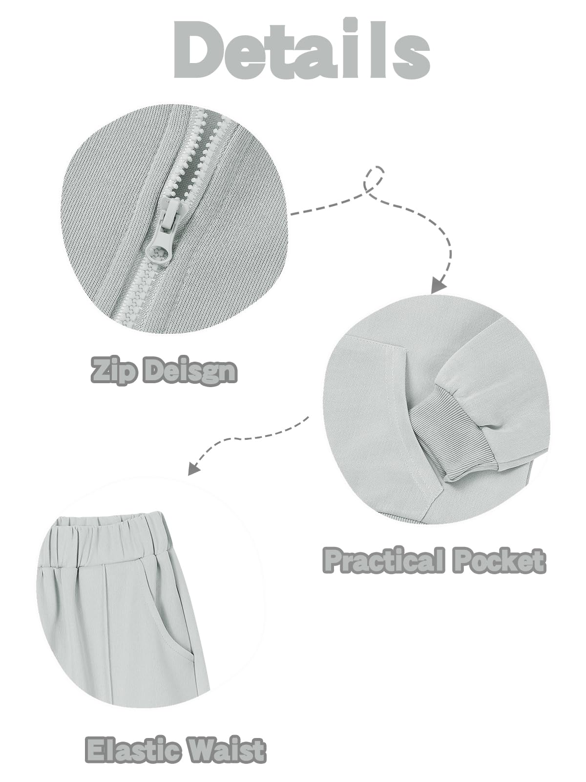 Valcatch Tuta da ragazza in 2 pezzi, con mezza zip, felpa e pantaloni a gamba larga, per autunno e inverno, stile casual